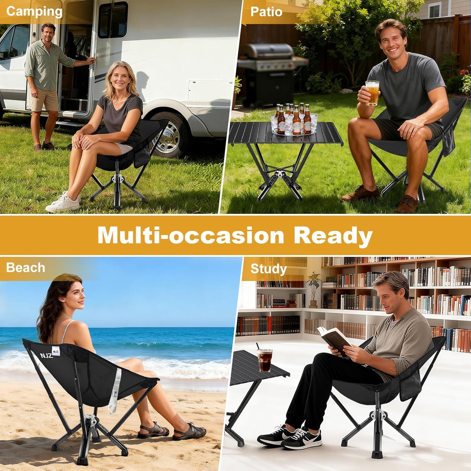 Silla de Camping Plegable NJZ Astyle Negra Soporta 204 kg