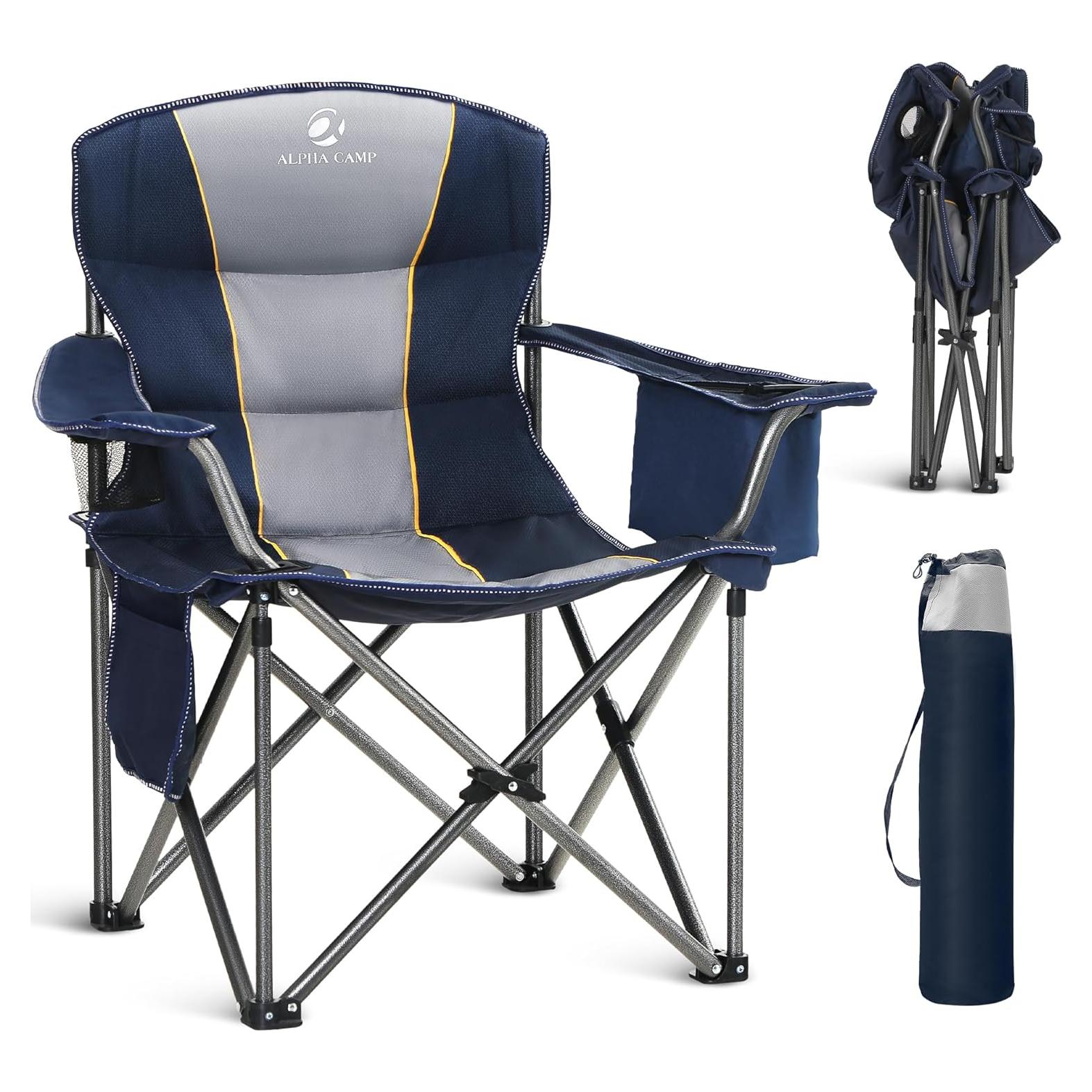 Silla de Camping Plegable ALPHA CAMP E01CC401-BK-2, 204 KG