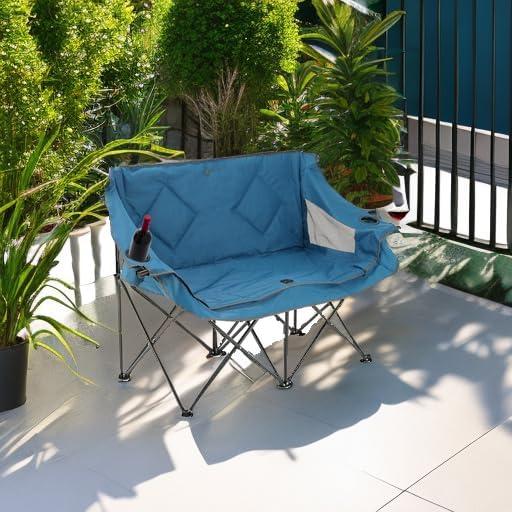 Silla de Camping Doble Arrowhead Outdoor Azul Plegable 650lbs