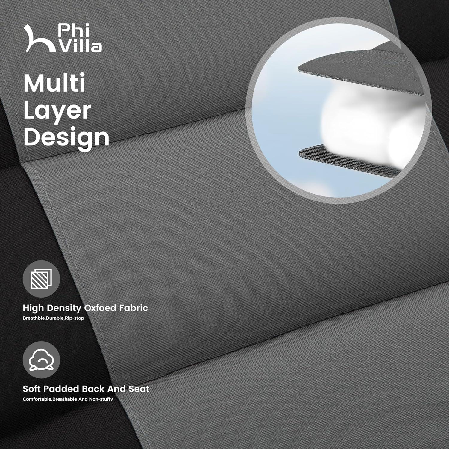 PHI VILLA XXL Oversized Padded Zero Gravity Chair, Foldable Patio Recliner, 28" Wide Seat Anti Gravity Lounger with Cup Holder, Set of 2, Support 400 LBS (Grey Black)