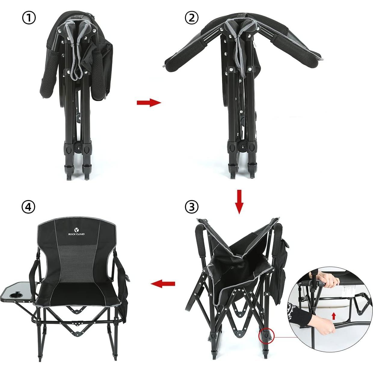 Silla de Camping Plegable Rock Cloud Oxford con Mesa Lateral