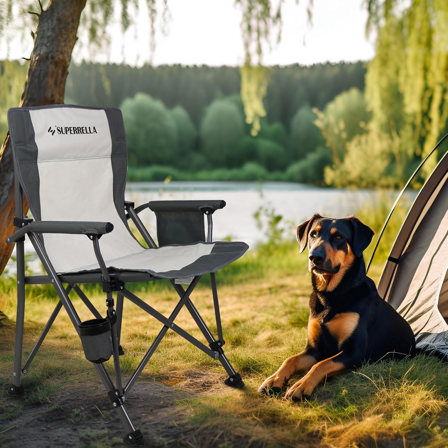 Silla de Camping Plegable Superrella Beige 136kg Resistente