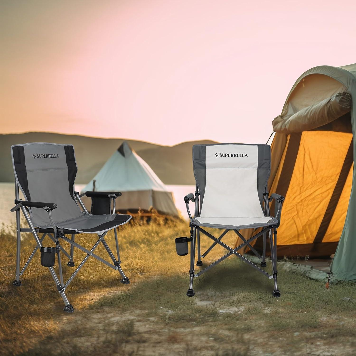 Silla de Camping Plegable Superrella Beige 136kg Resistente