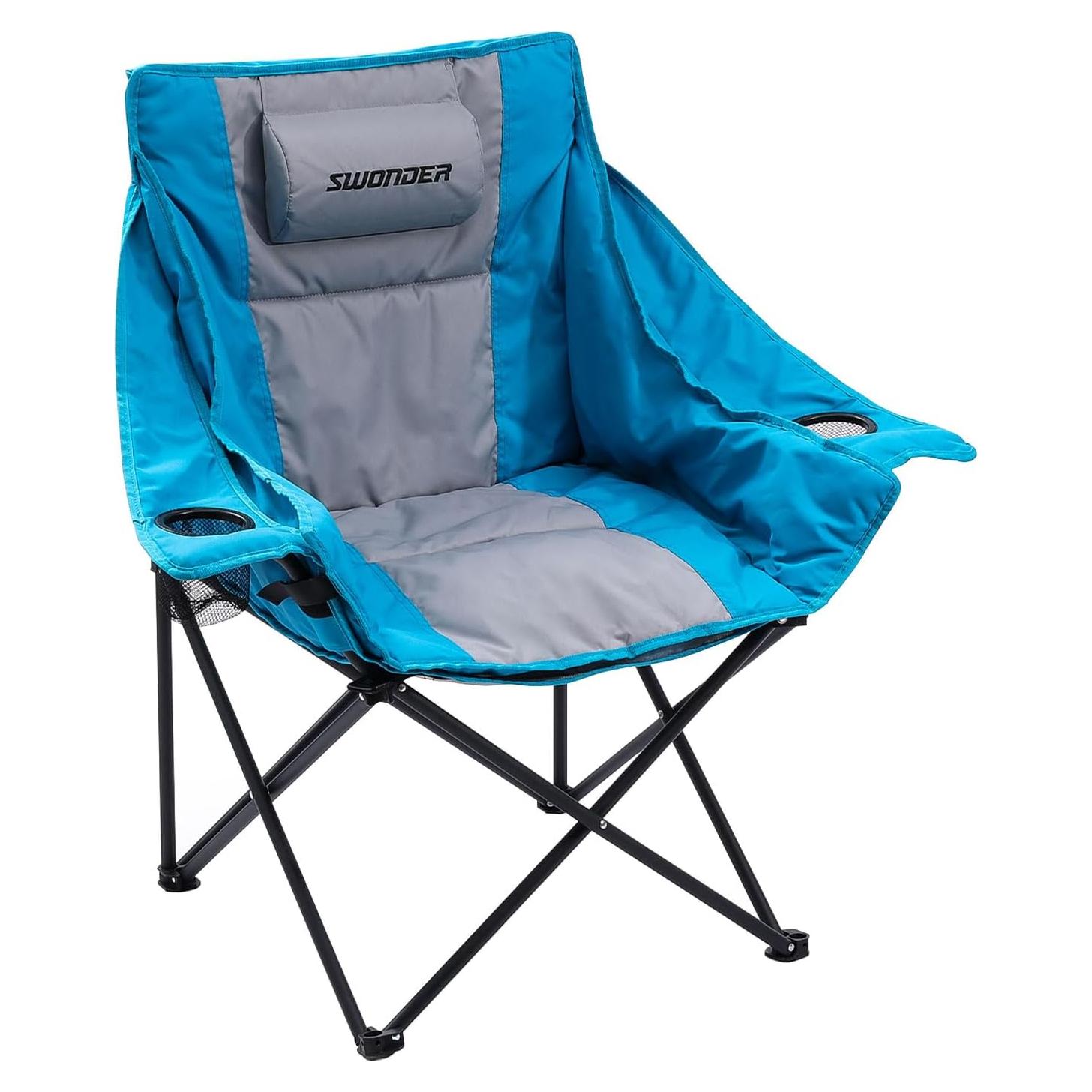 Silla de Camping Plegable Swonder CC01 Azul Lago Acolchada