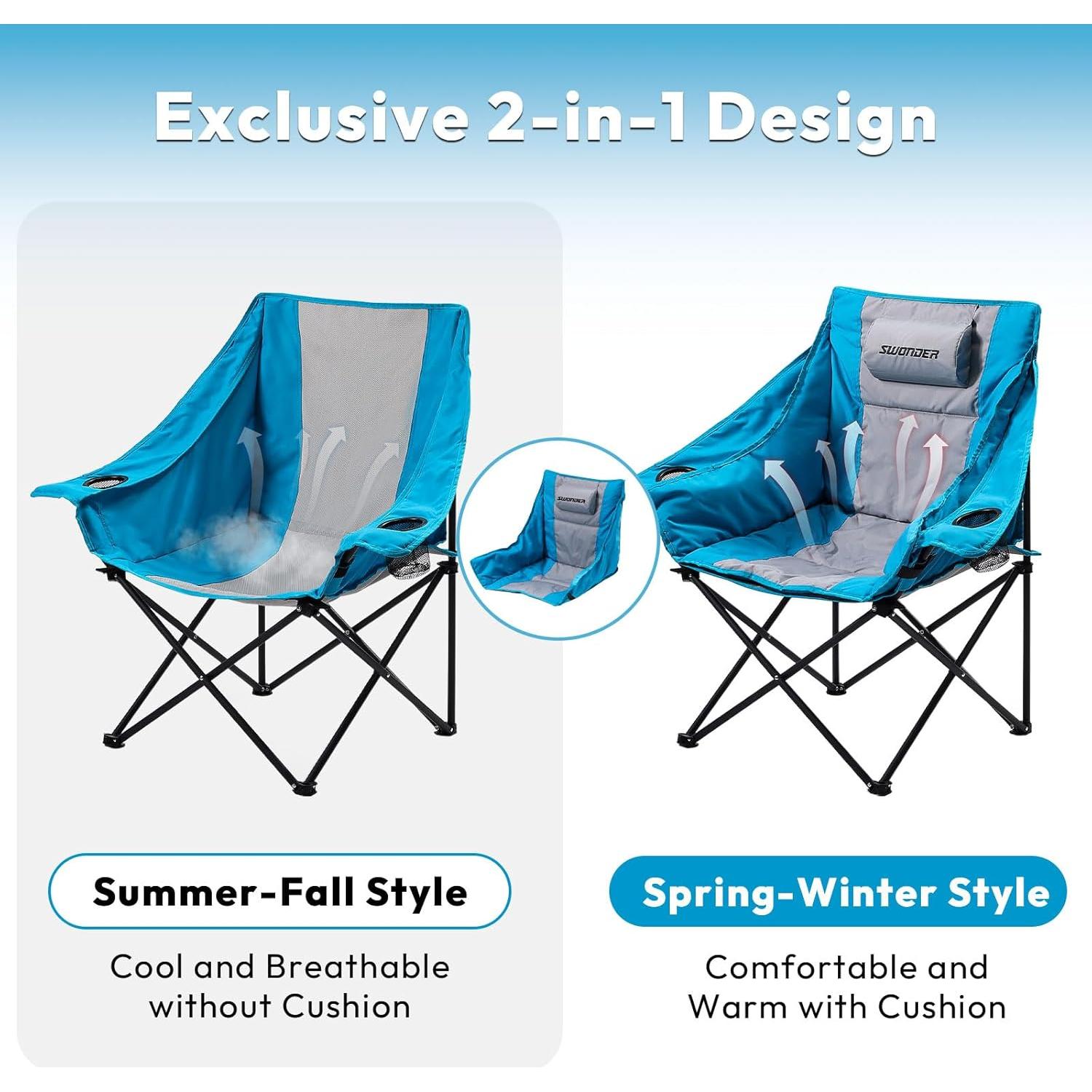 Silla de Camping Plegable Swonder CC01 Azul Lago Acolchada