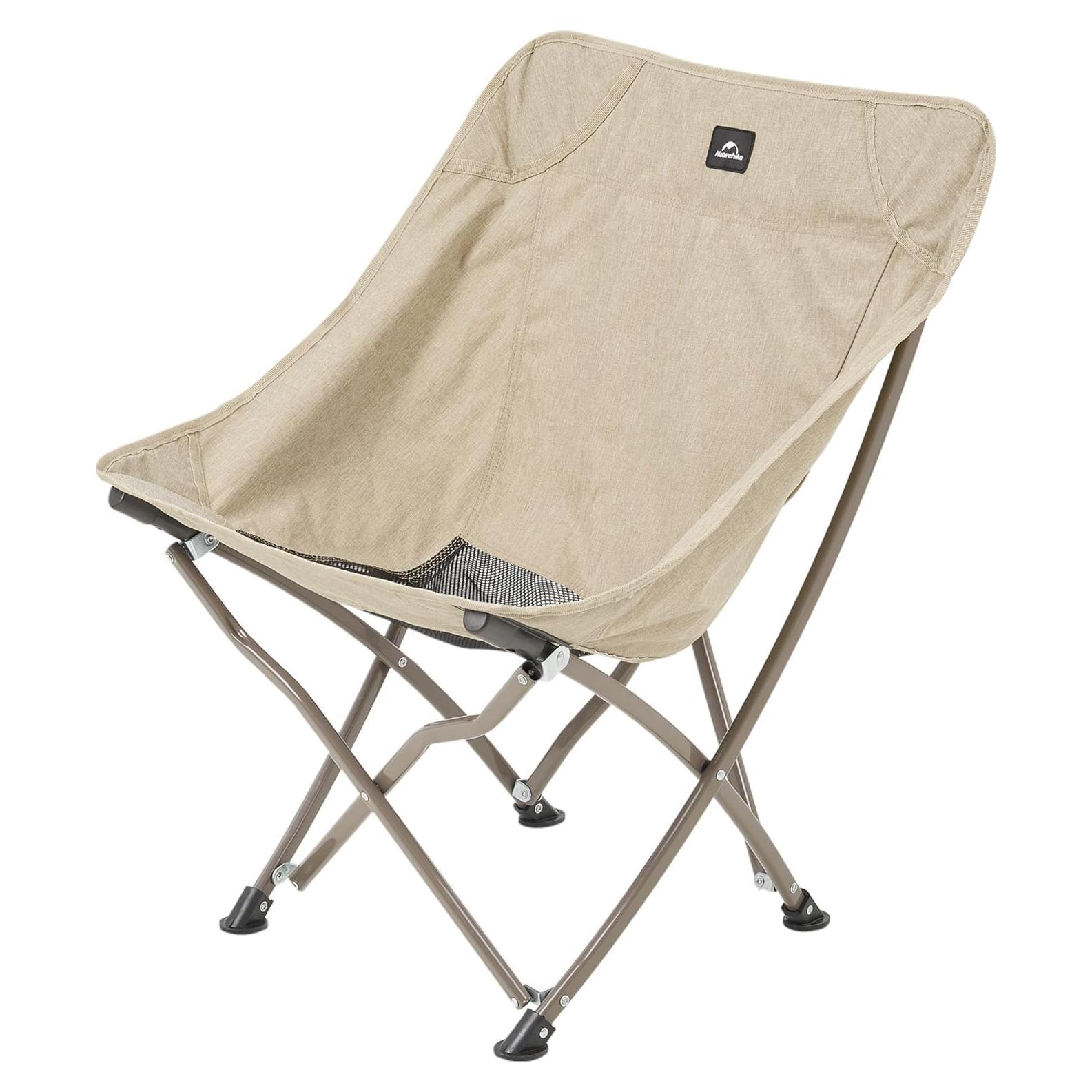 Naturehike Camping Chair Ultralight Portable, Folding Camping Backpacking Chair with Carry Bag, Compact High Back Fishing Chair for Outdoor, Camp, Beach, Hiking, Fishing, Backpack, Travel - Khaki