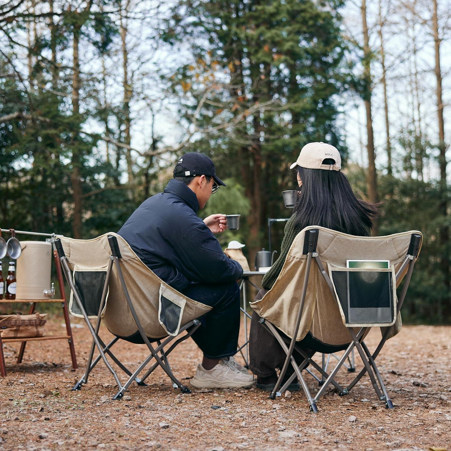 Naturehike Camping Chair Ultralight Portable, Folding Camping Backpacking Chair with Carry Bag, Compact High Back Fishing Chair for Outdoor, Camp, Beach, Hiking, Fishing, Backpack, Travel - Khaki