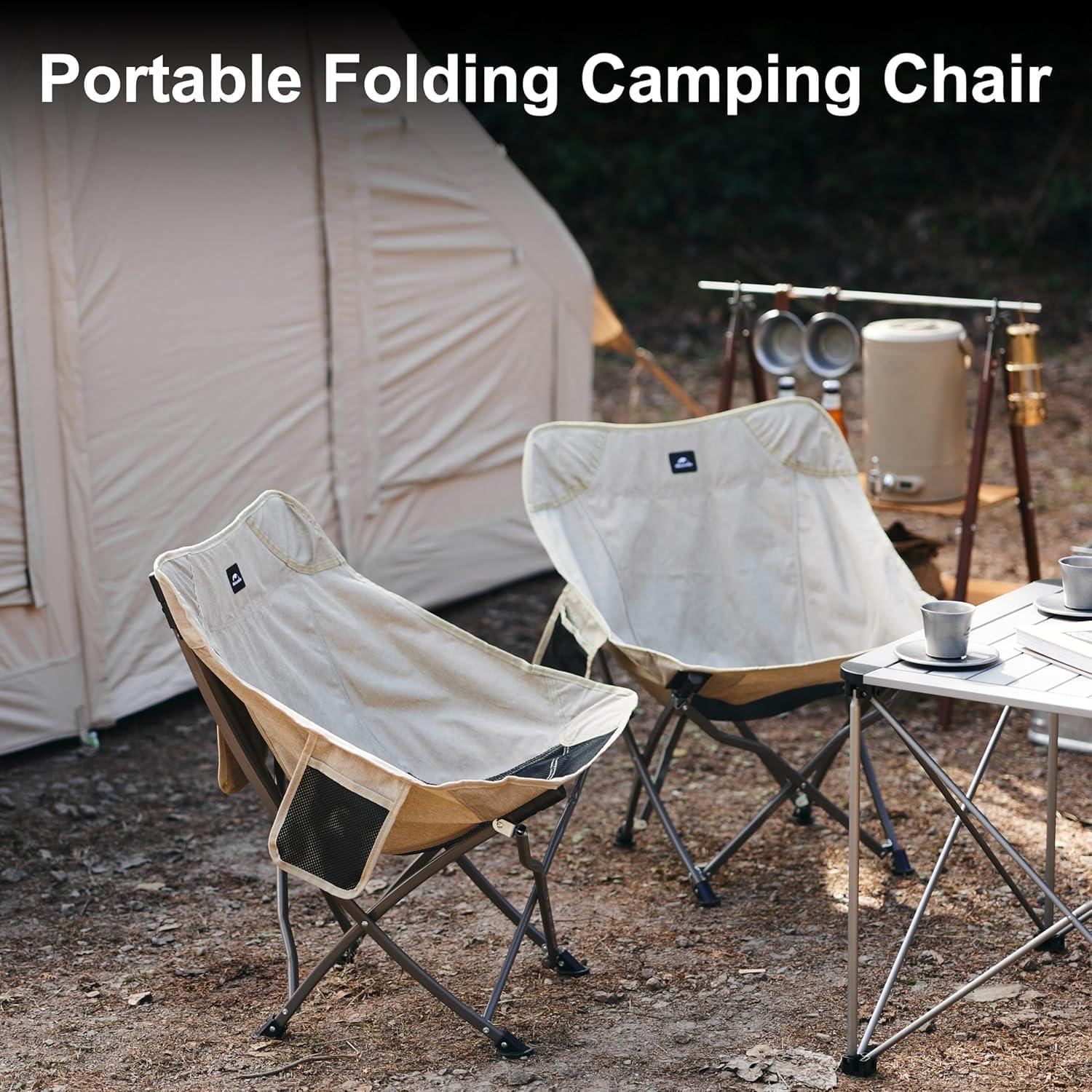 Naturehike Camping Chair Ultralight Portable, Folding Camping Backpacking Chair with Carry Bag, Compact High Back Fishing Chair for Outdoor, Camp, Beach, Hiking, Fishing, Backpack, Travel - Khaki