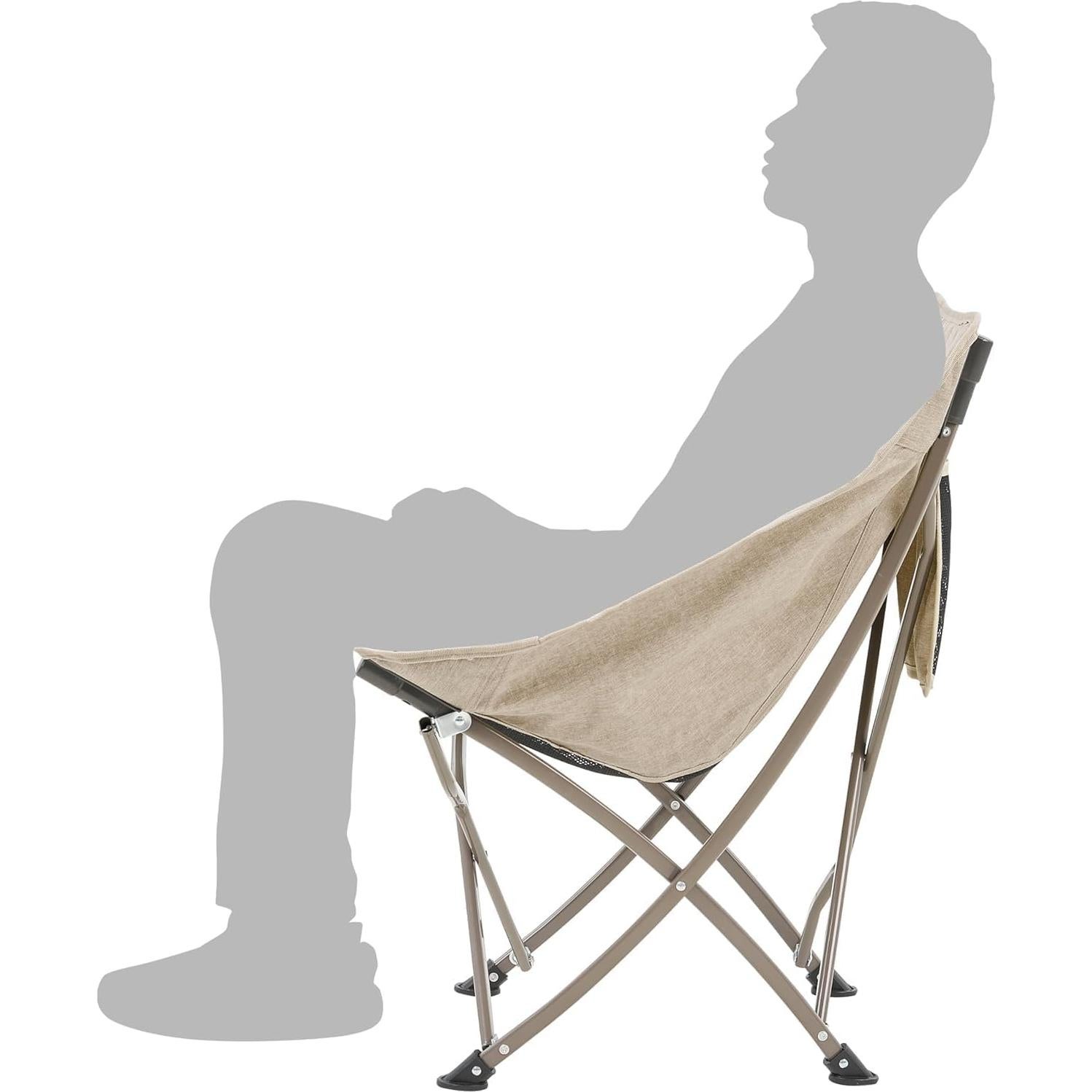 Naturehike Camping Chair Ultralight Portable, Folding Camping Backpacking Chair with Carry Bag, Compact High Back Fishing Chair for Outdoor, Camp, Beach, Hiking, Fishing, Backpack, Travel - Khaki