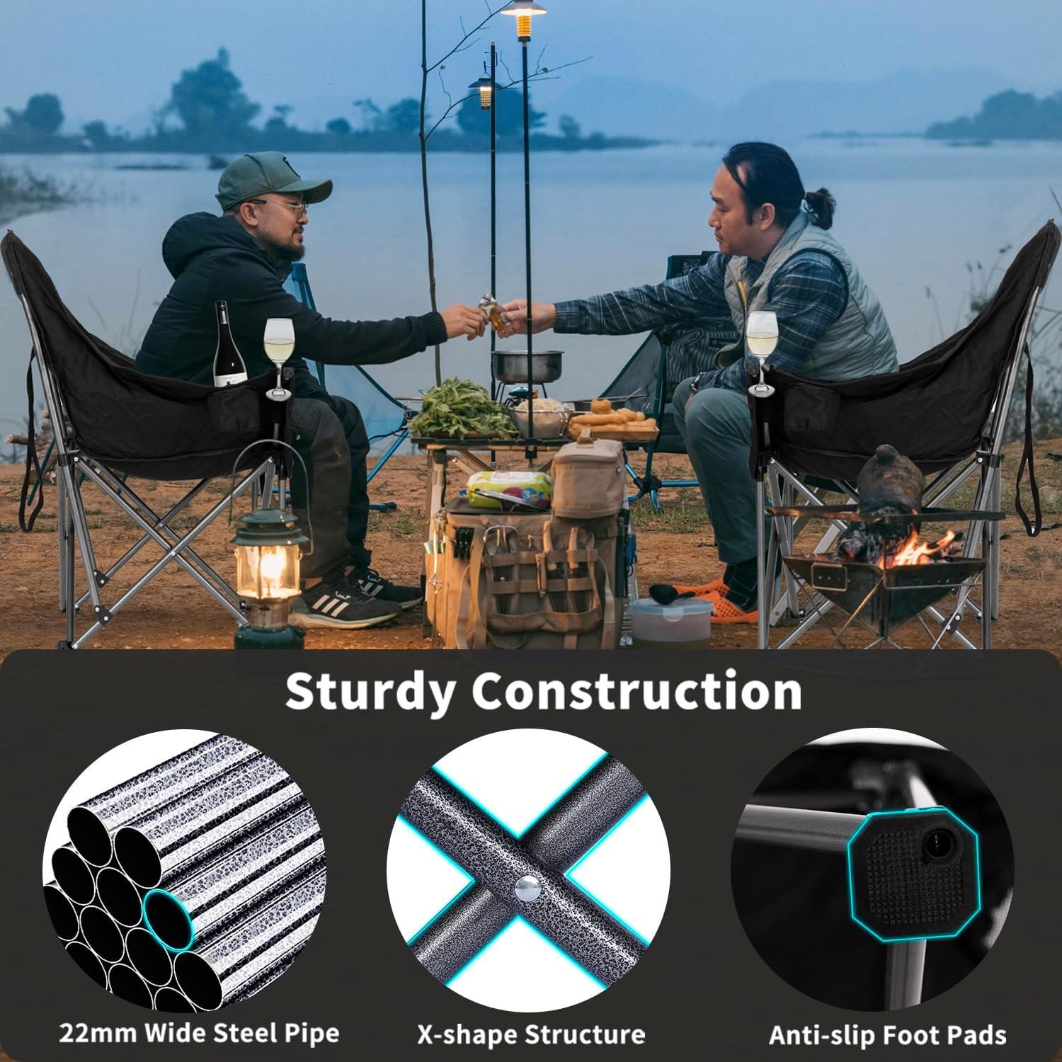 Silla de Camping Plegable Bolosy XL Soporte 226.8 kg Acolchada