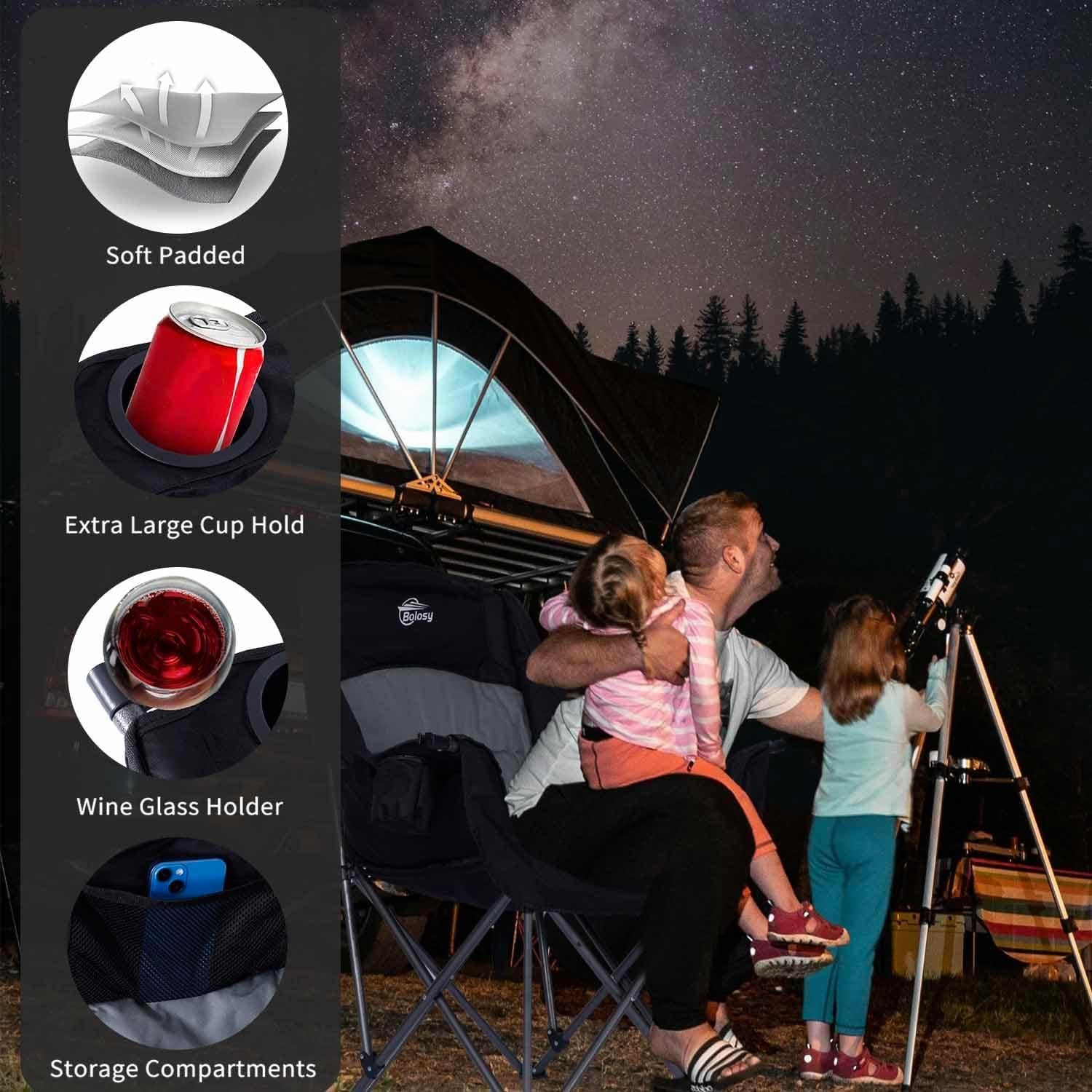 Silla de Camping Plegable Bolosy XL Soporte 226.8 kg Acolchada