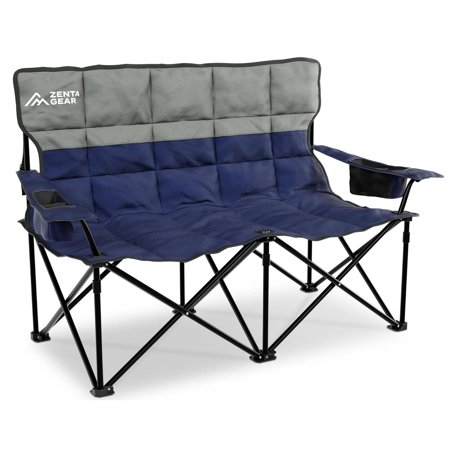 Silla de Camping Doble ZENTA GEAR con Cojín y Portavasos