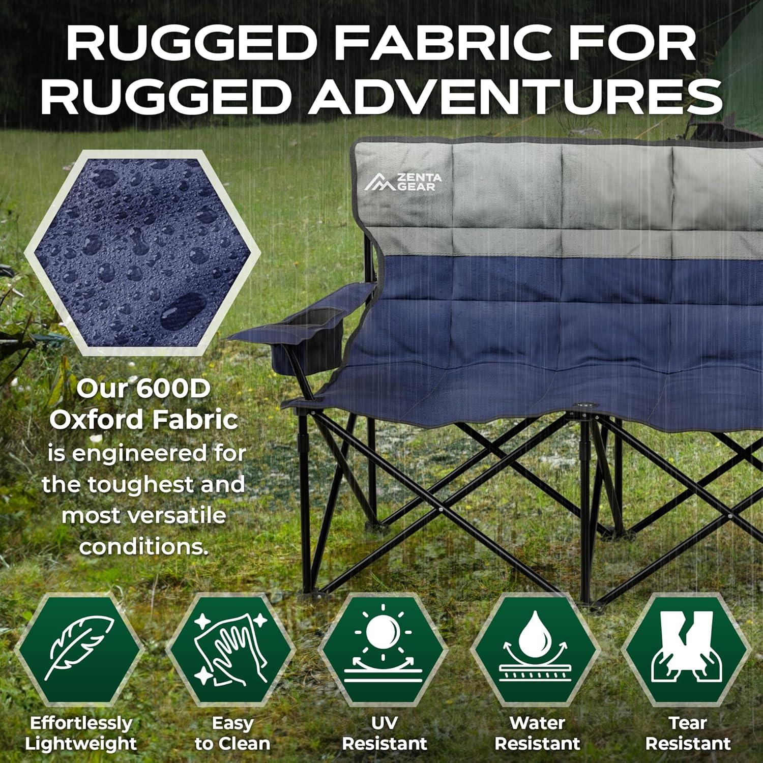 Silla de Camping Doble ZENTA GEAR con Cojín y Portavasos