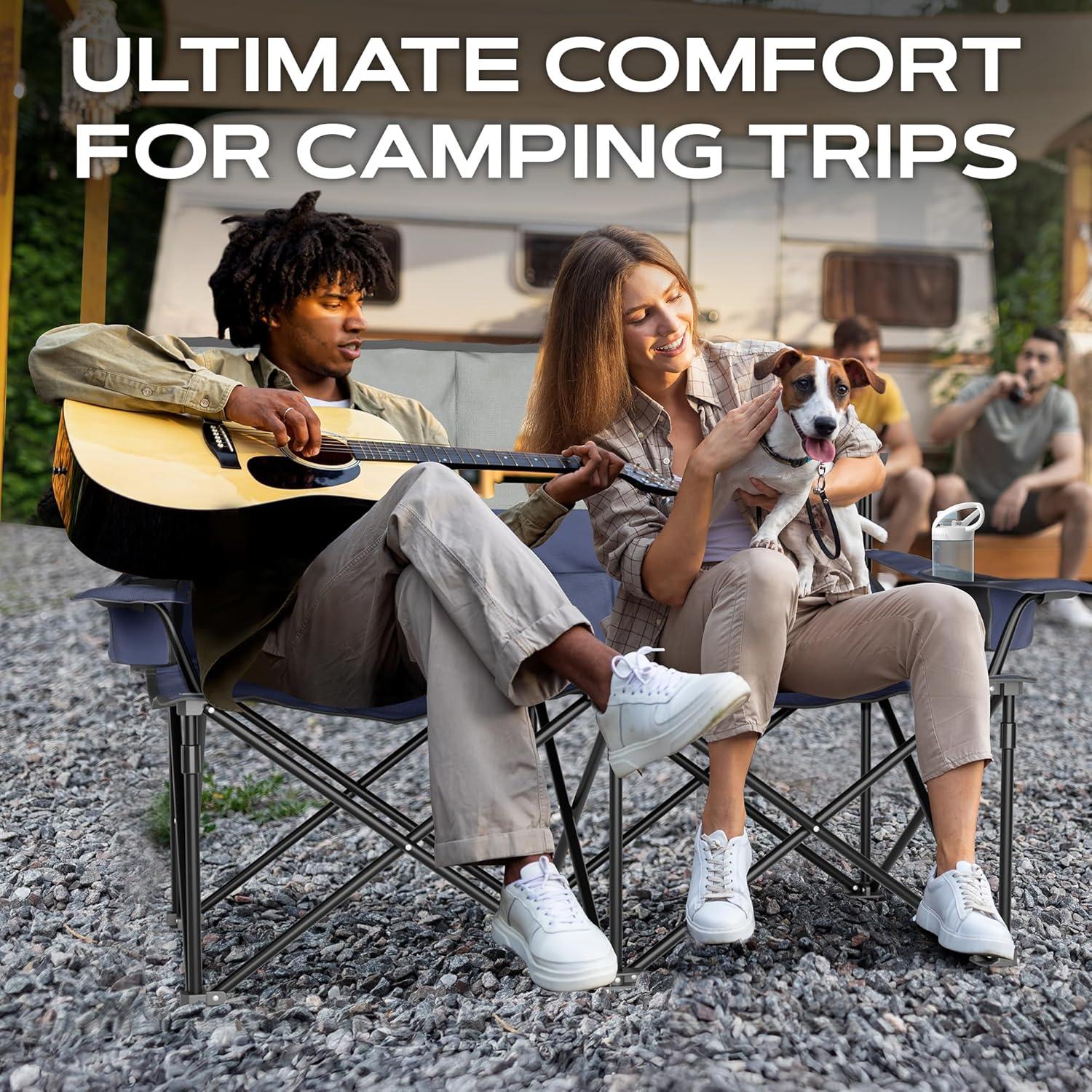 Silla de Camping Doble ZENTA GEAR con Cojín y Portavasos