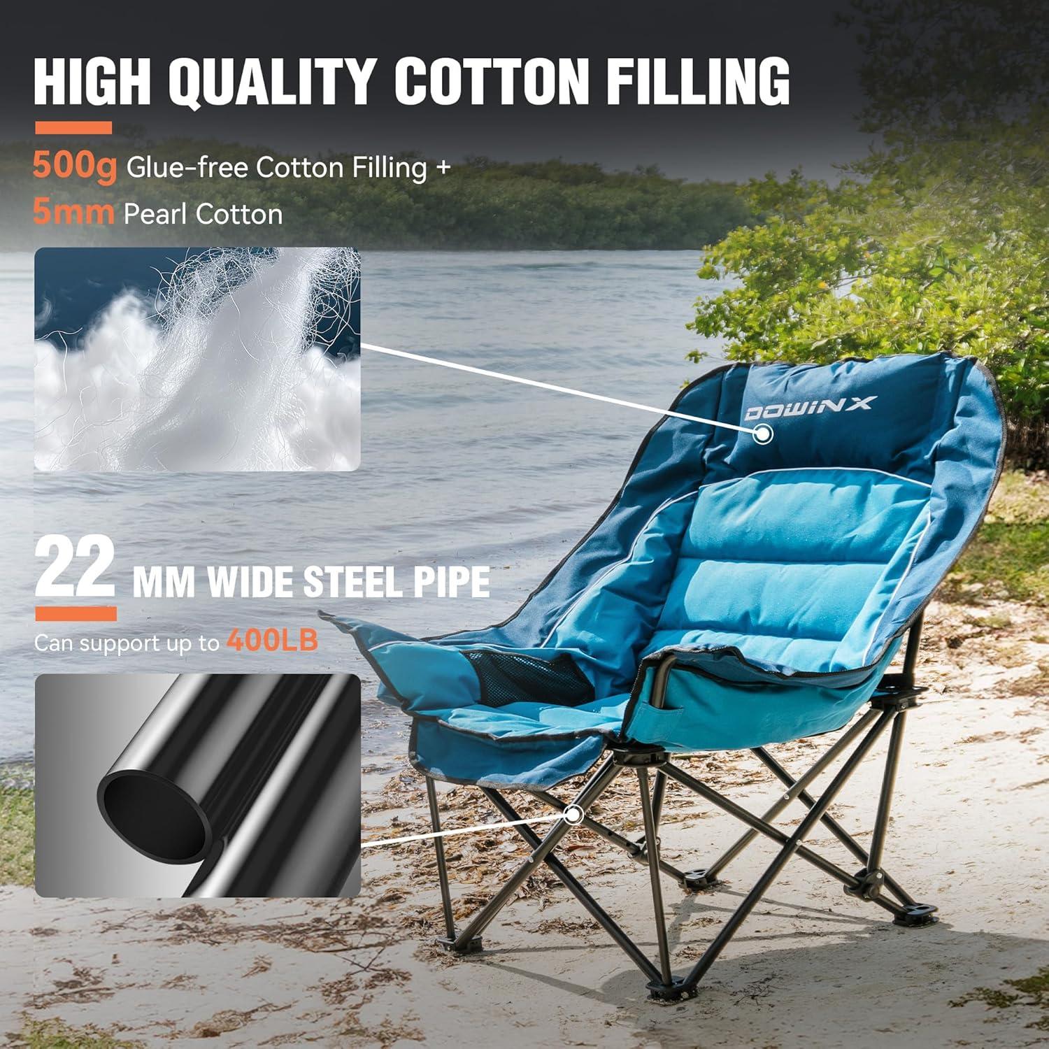 Silla de Camping Plegable Dowinx Extra Grande Azul 181 kg