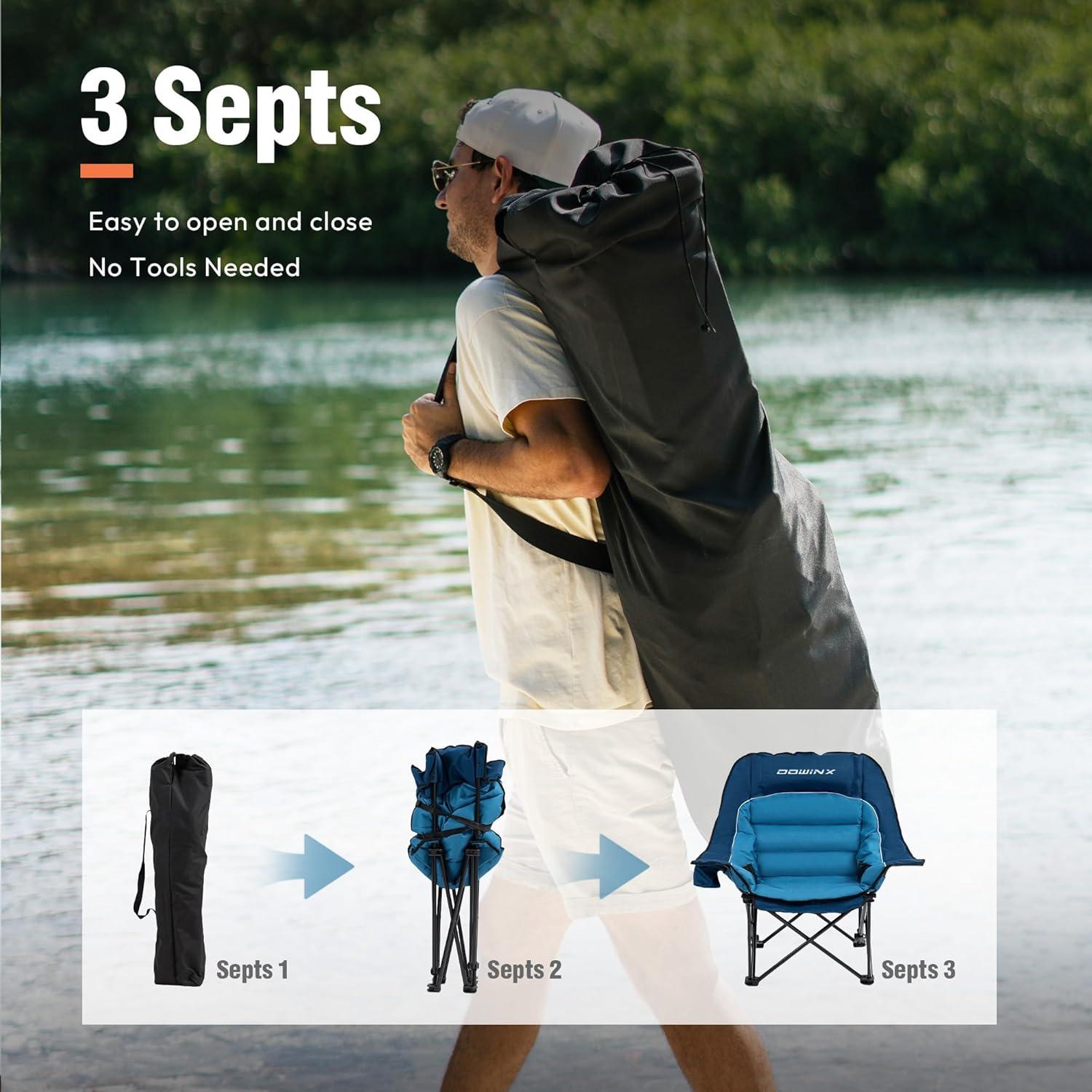 Silla de Camping Plegable Dowinx Extra Grande Azul 181 kg