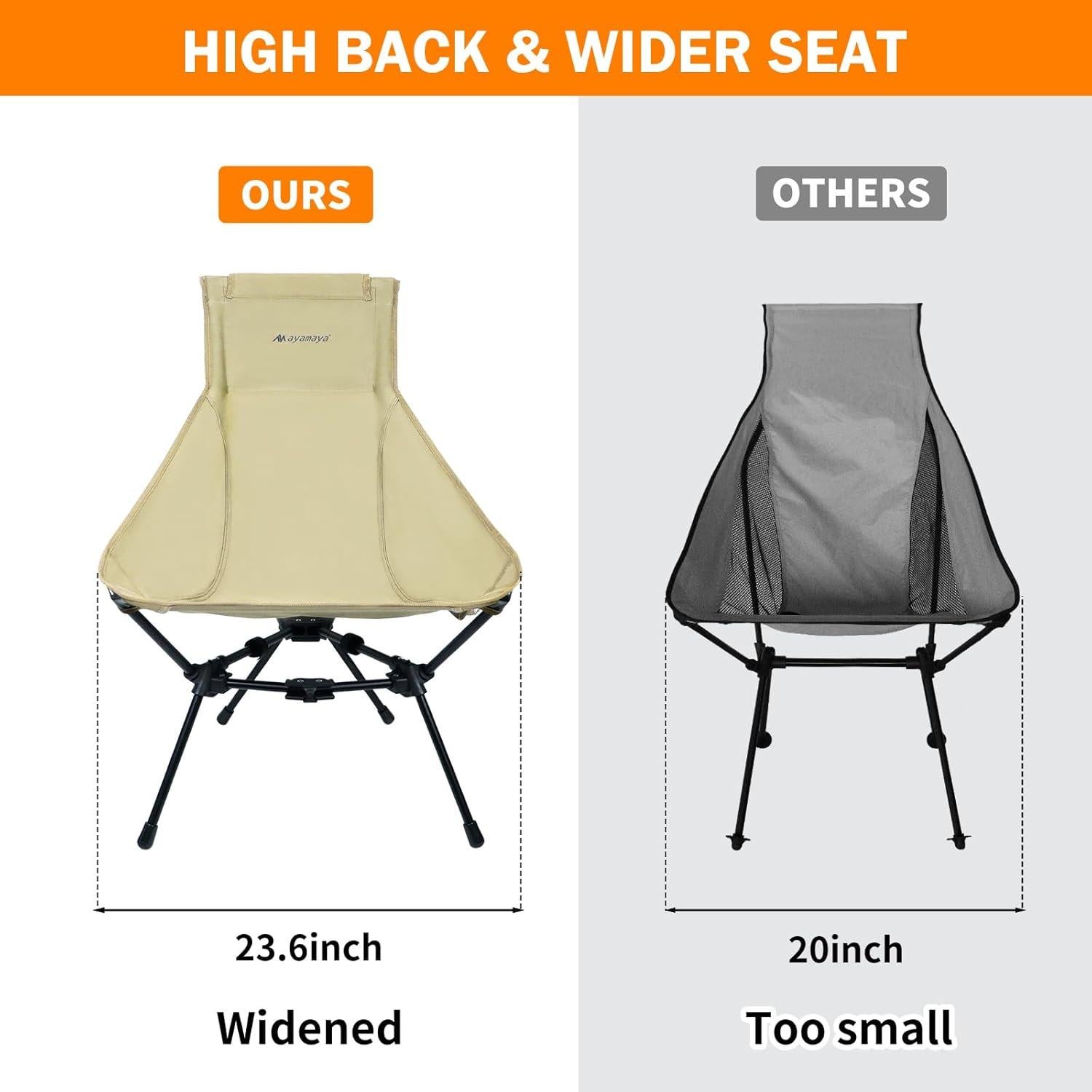 Silla de Camping Plegable ayamaya HL01BE Respaldo Alto 150 kg