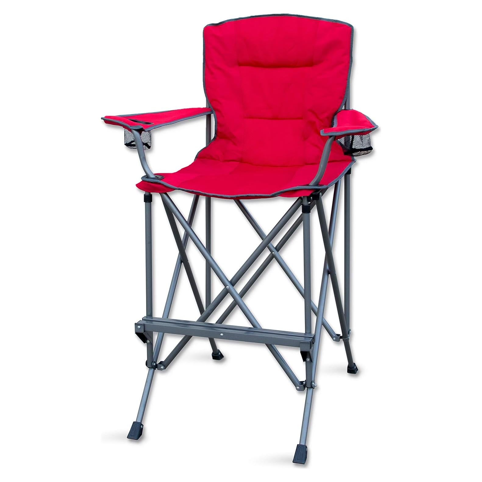 Extra Tall Folding Chair - 31" Seat Height Director Chair for Camping, Home Patio and Sports - Portable and Collapsible with Footrest and Carrying Bag - Up to 300 lbs Weight Capacity (Red)