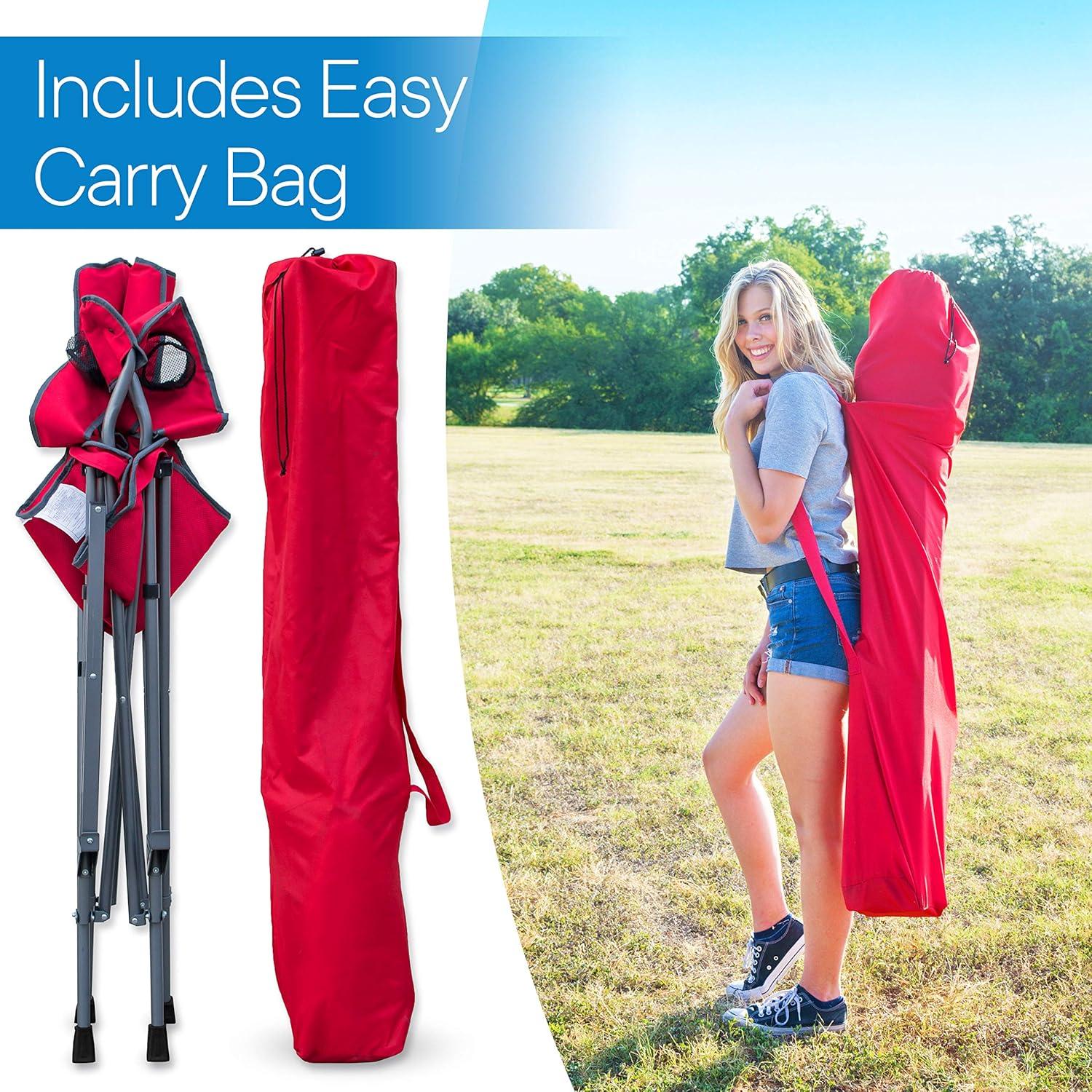 Extra Tall Folding Chair - 31" Seat Height Director Chair for Camping, Home Patio and Sports - Portable and Collapsible with Footrest and Carrying Bag - Up to 300 lbs Weight Capacity (Red)