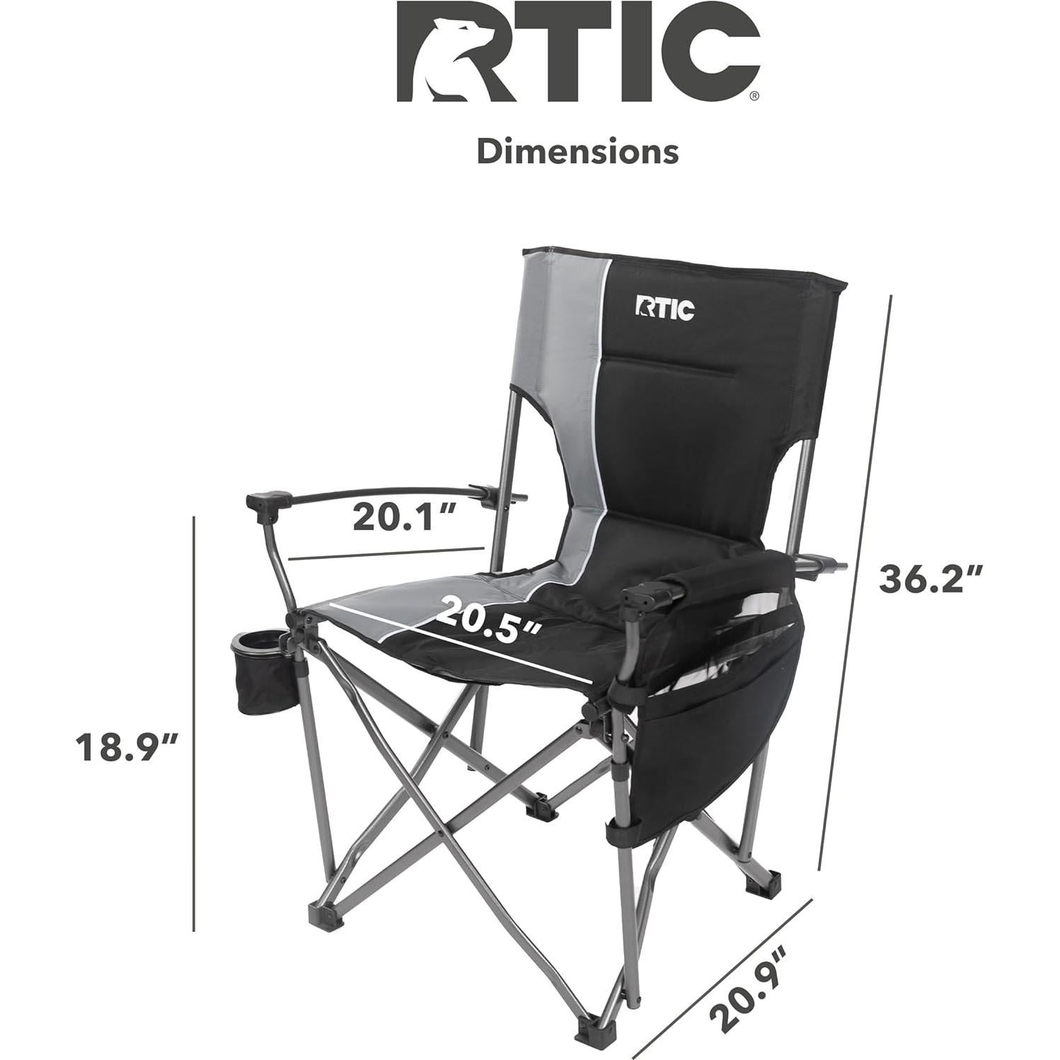 Silla Plegable Ultra Resistente RTIC para Camping y Playa - Negra