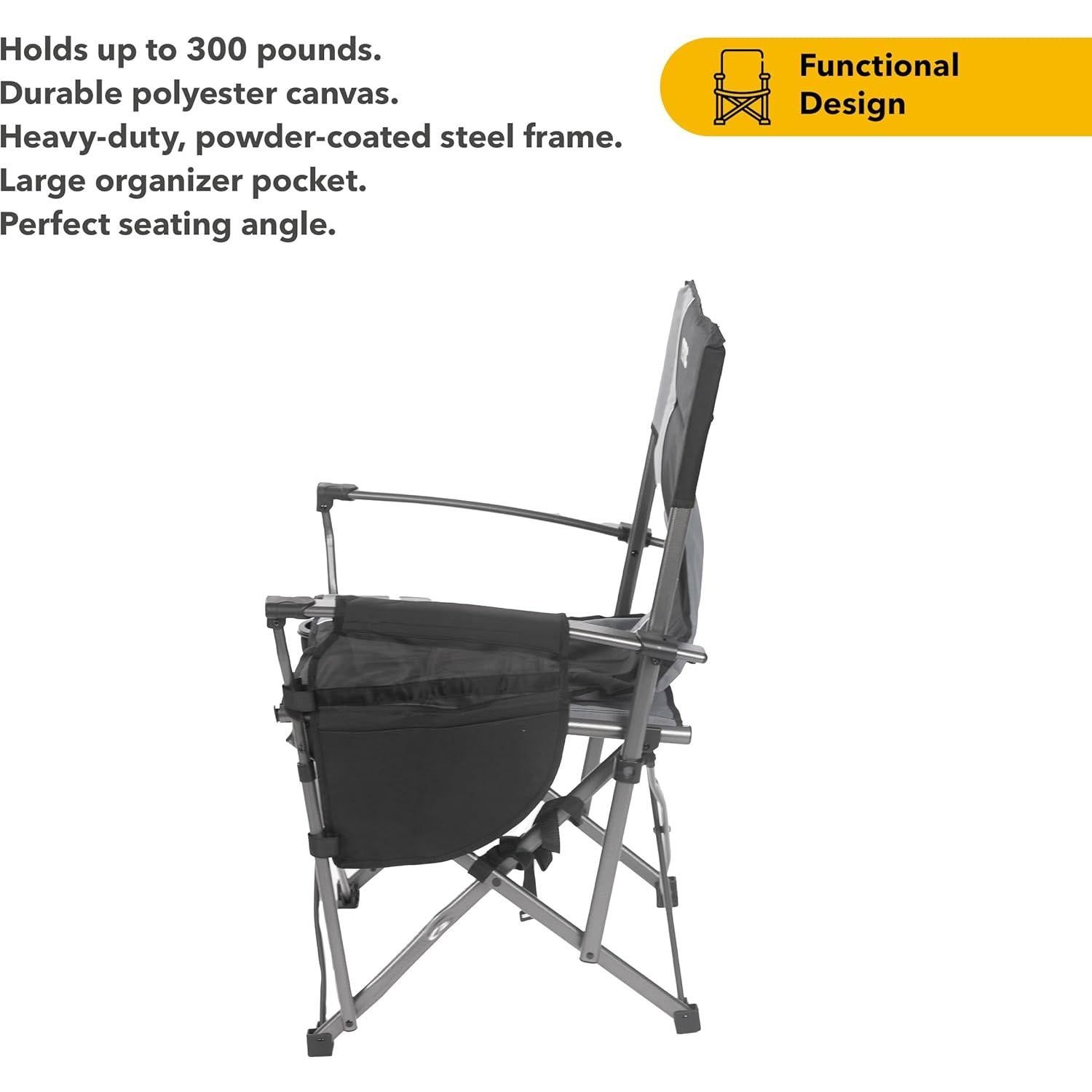 Silla Plegable Ultra Resistente RTIC para Camping y Playa - Negra