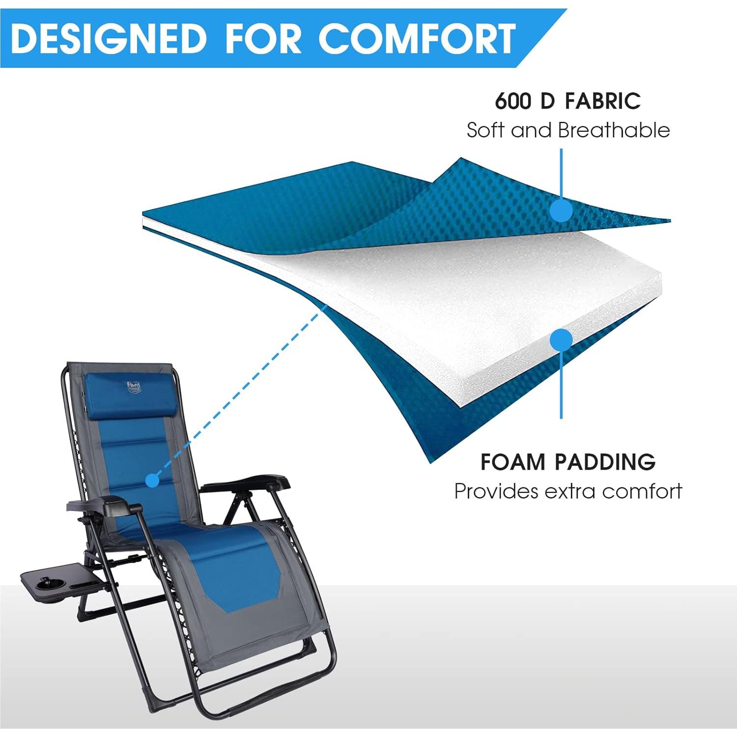 Silla Reclinable de Gravedad Cero Timber Ridge XXL 350 lbs