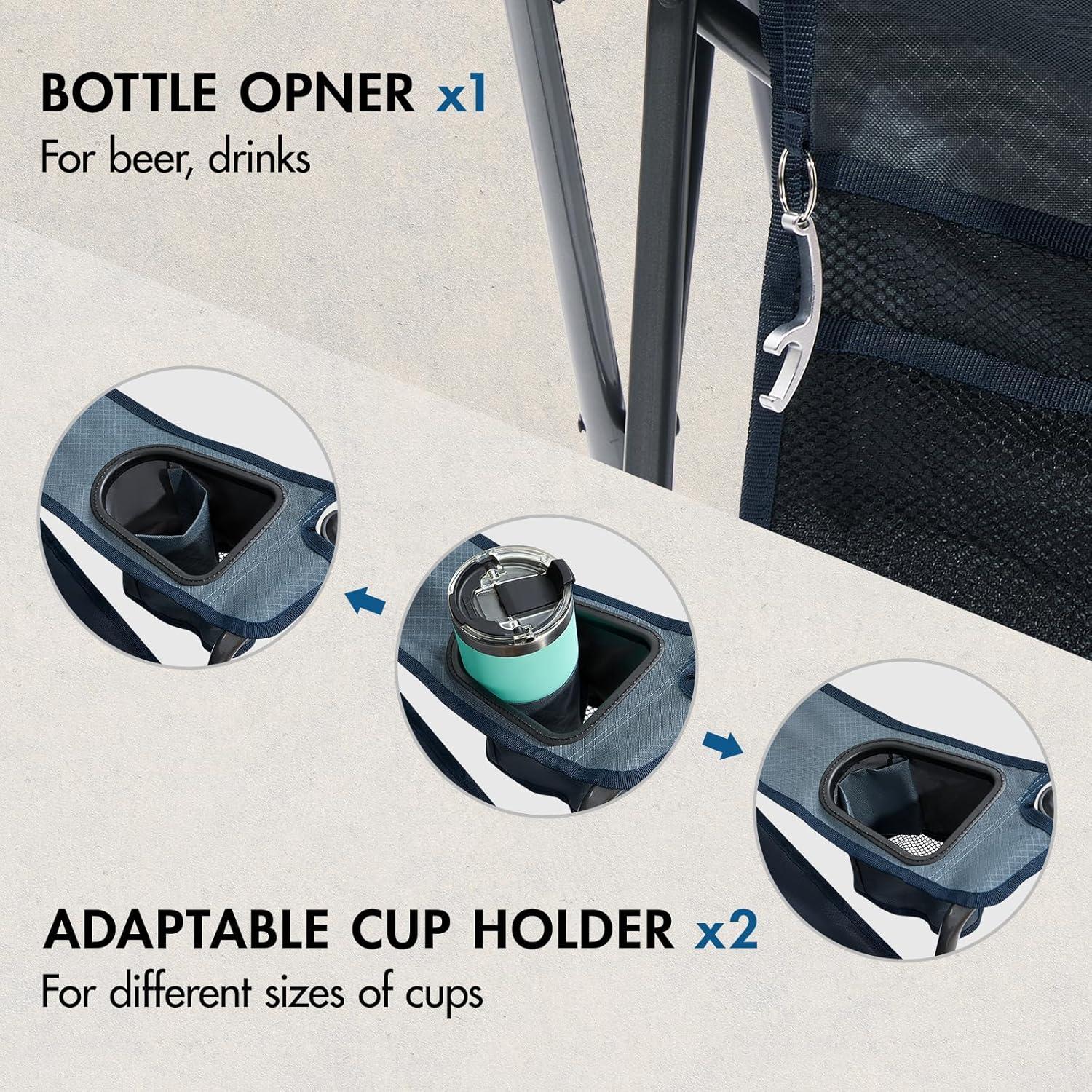 TIMBER RIDGE Oversized Double Camping Chairs Camping Couch, 2 Person Camping Loveseat Double Folding Camp Chair with Wine Glass Holder, Portable Chair for Outdoor, Lawn Chairs, Indoor, Supports 600LBS