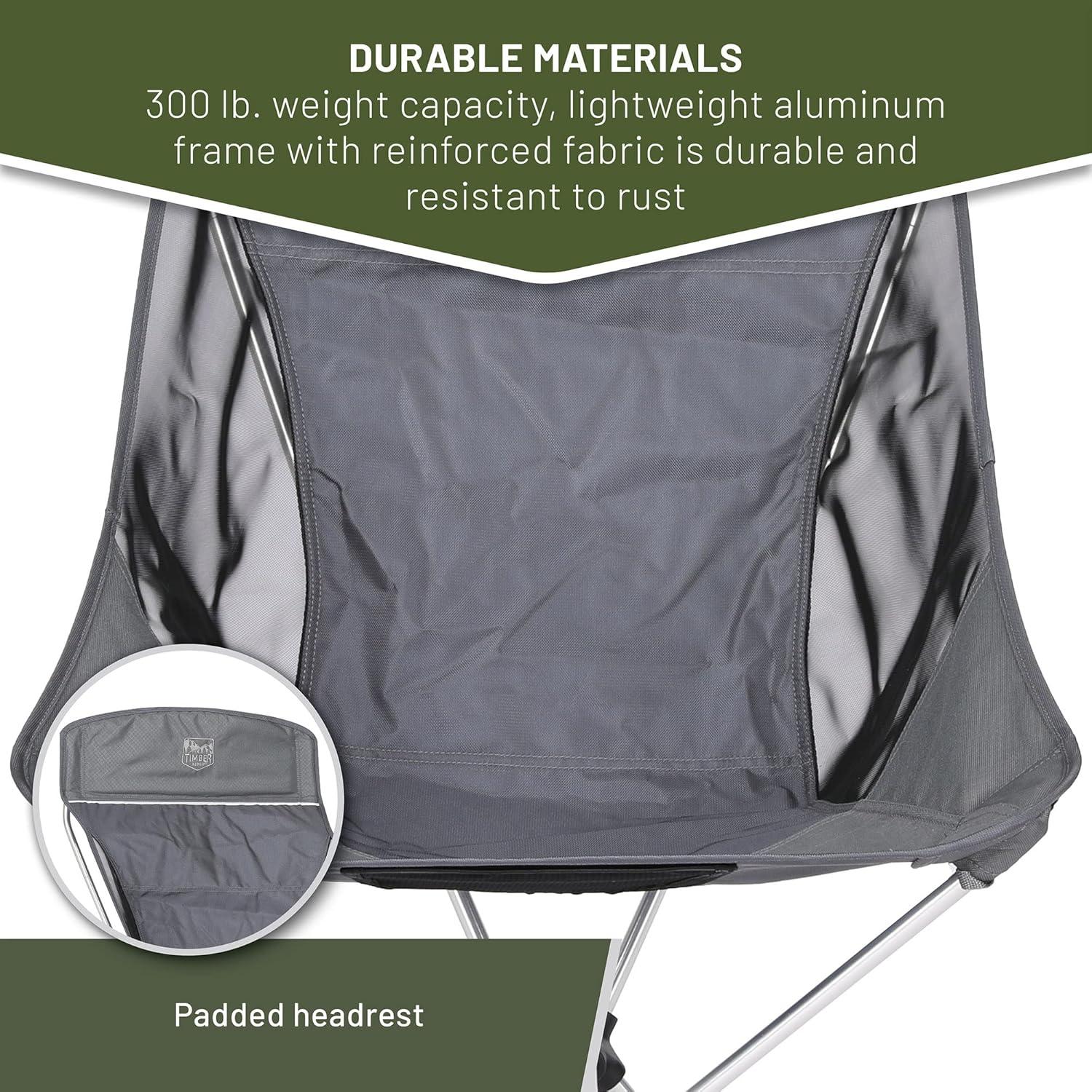 Silla Plegable Ligera Timber Ridge Respaldo Alto 136 kg