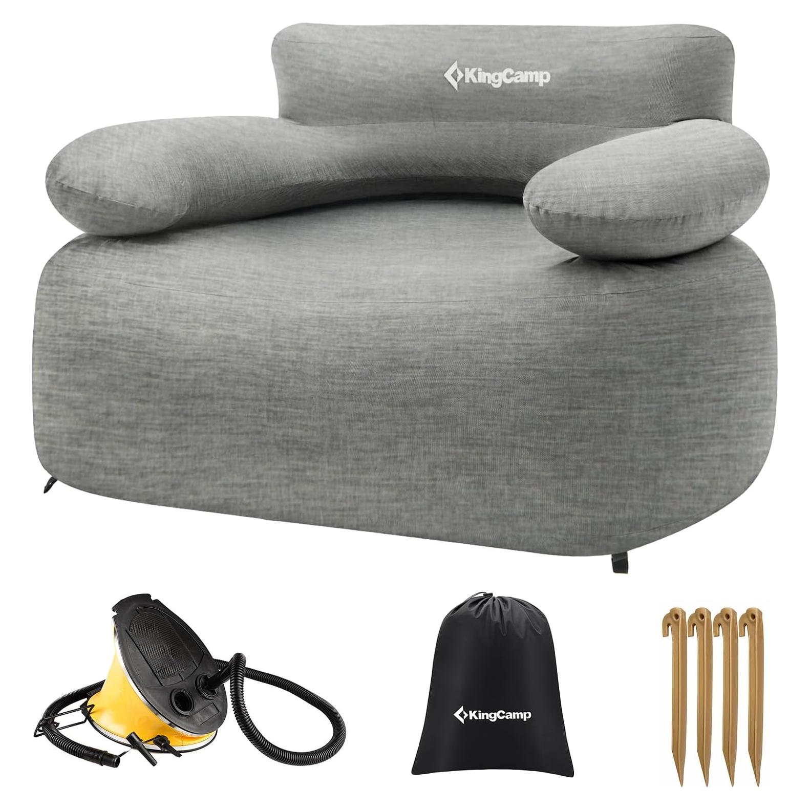 Sofá Inflable KingCamp Individual Gris 108x78x70cm PVC Ecológico