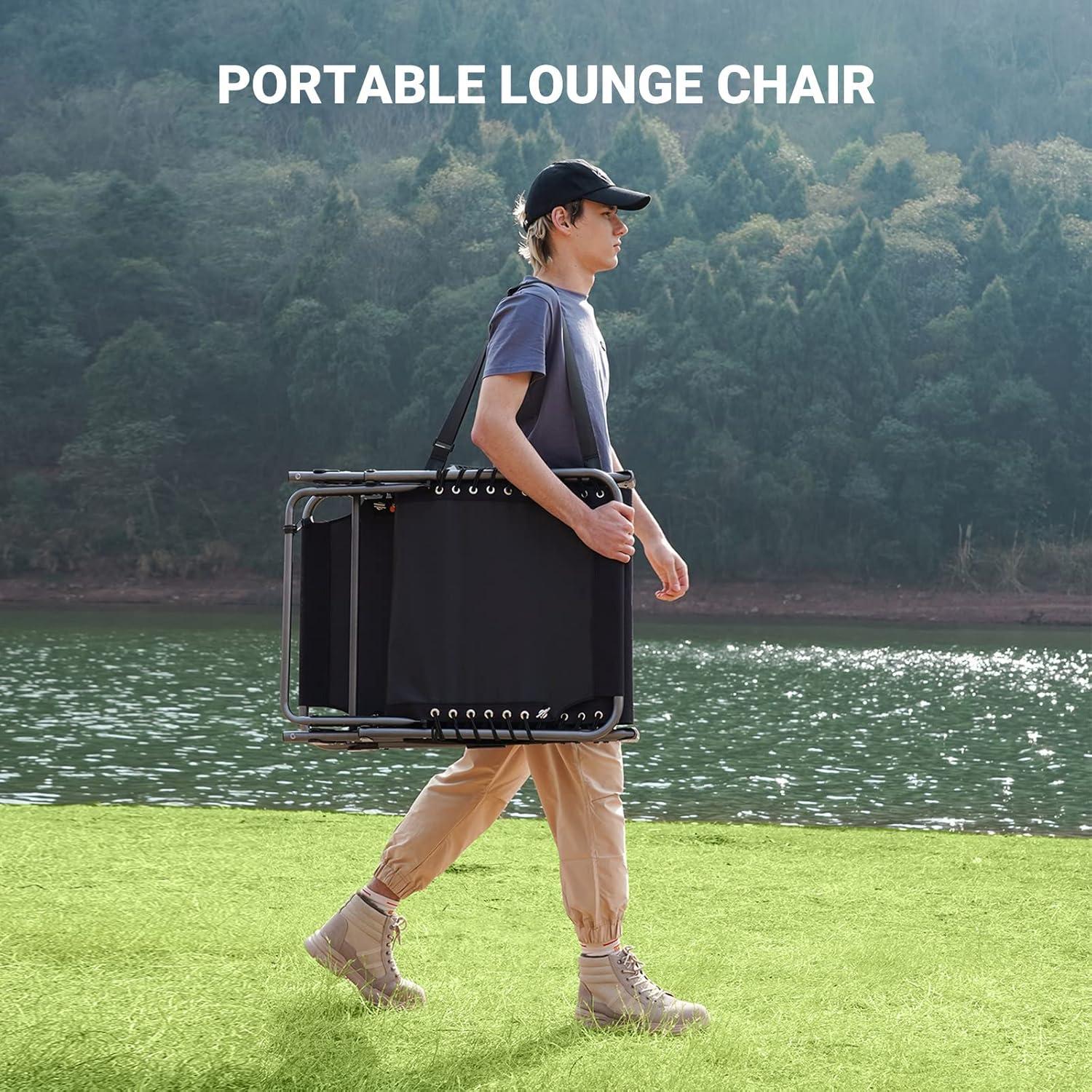 Silla de Patio Plegable KingCamp Ajustable 5 Posiciones Negro