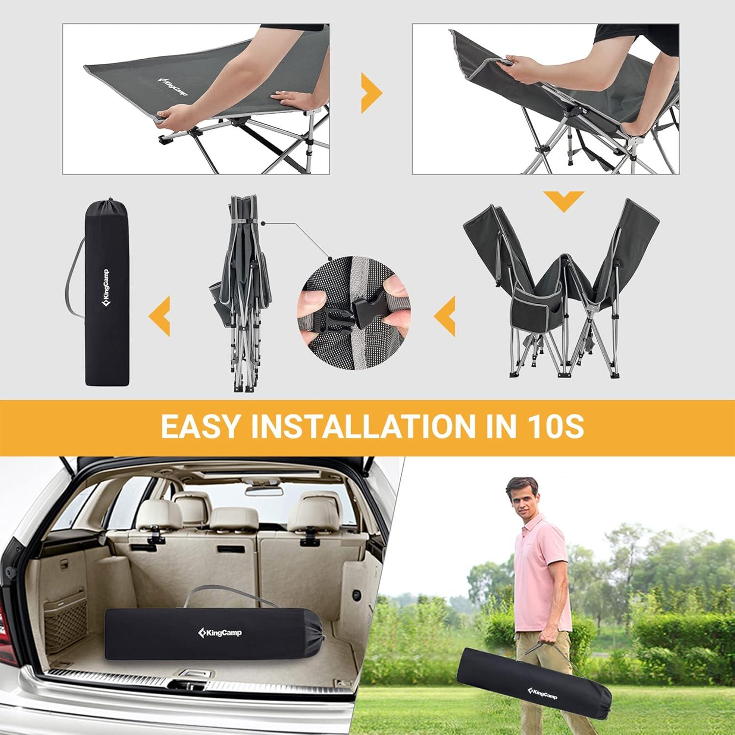 Cama Plegable KingCamp KC2026 para Camping 120 kg Gris