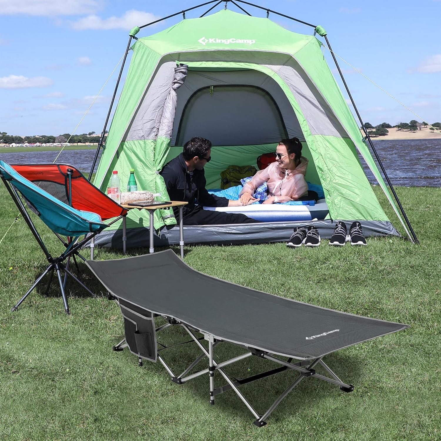 Cama Plegable KingCamp KC2026 para Camping 120 kg Gris