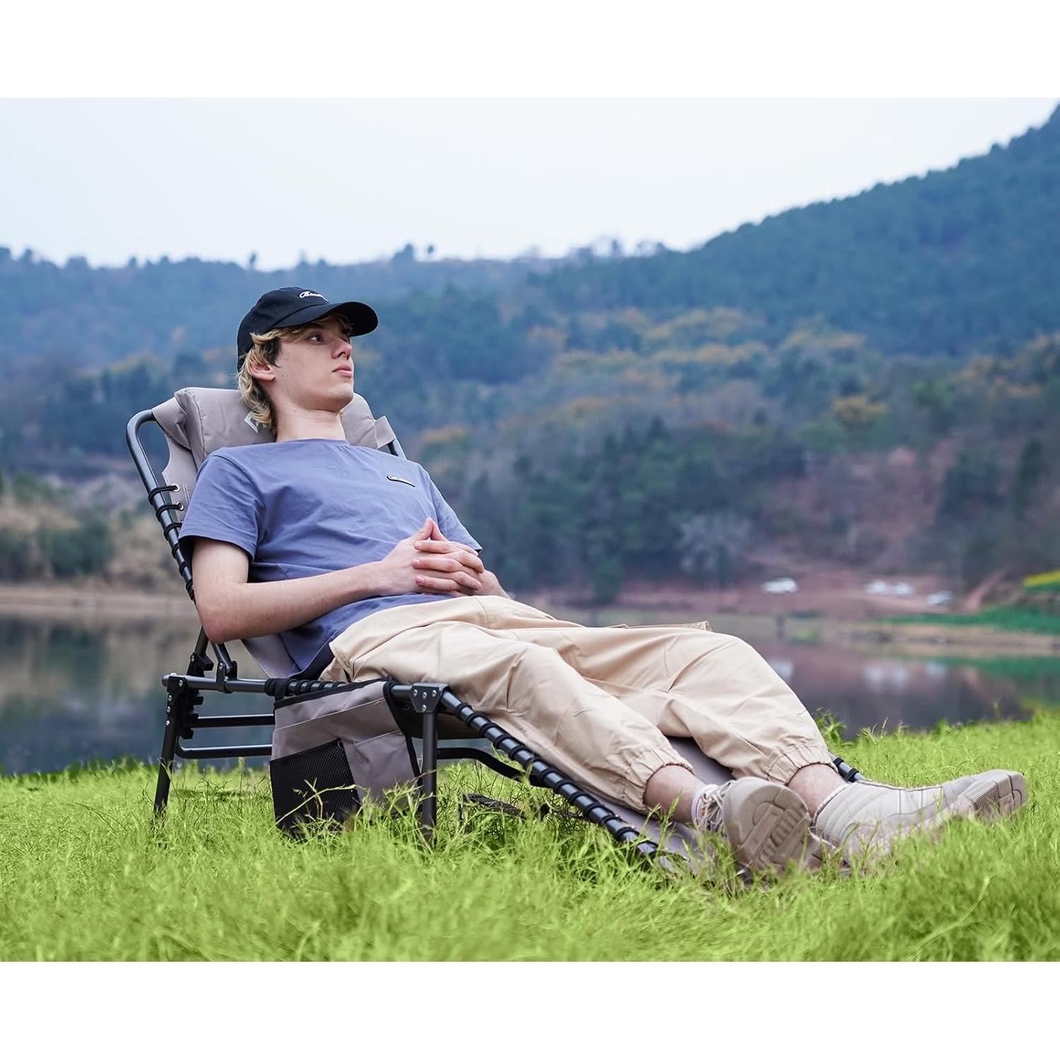 Silla de Patio Plegable KingCamp Ajustable 5 Posiciones Gris