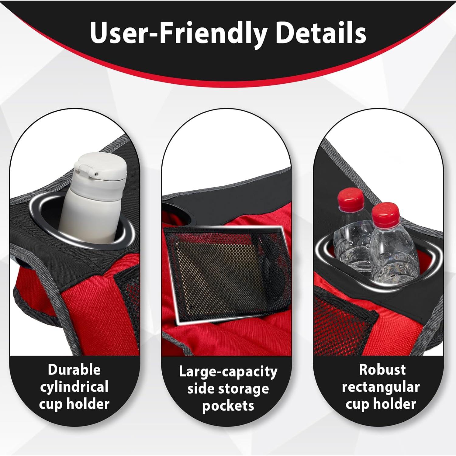 Silla de Camping Plegable Youtanic 181kg Rojo Negro