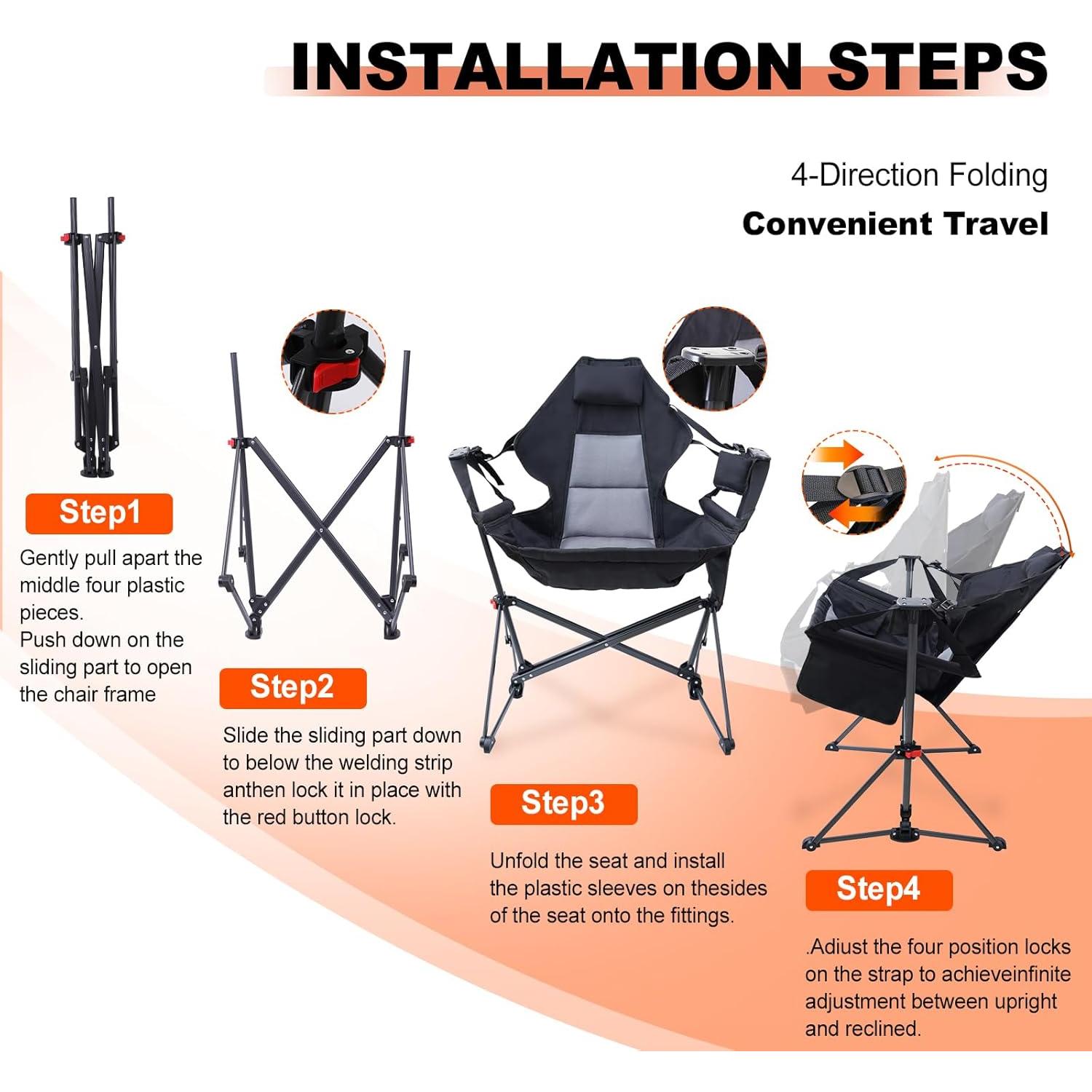 Silla Hamaca Portátil WORKOOT Plegable para Camping y Picnic