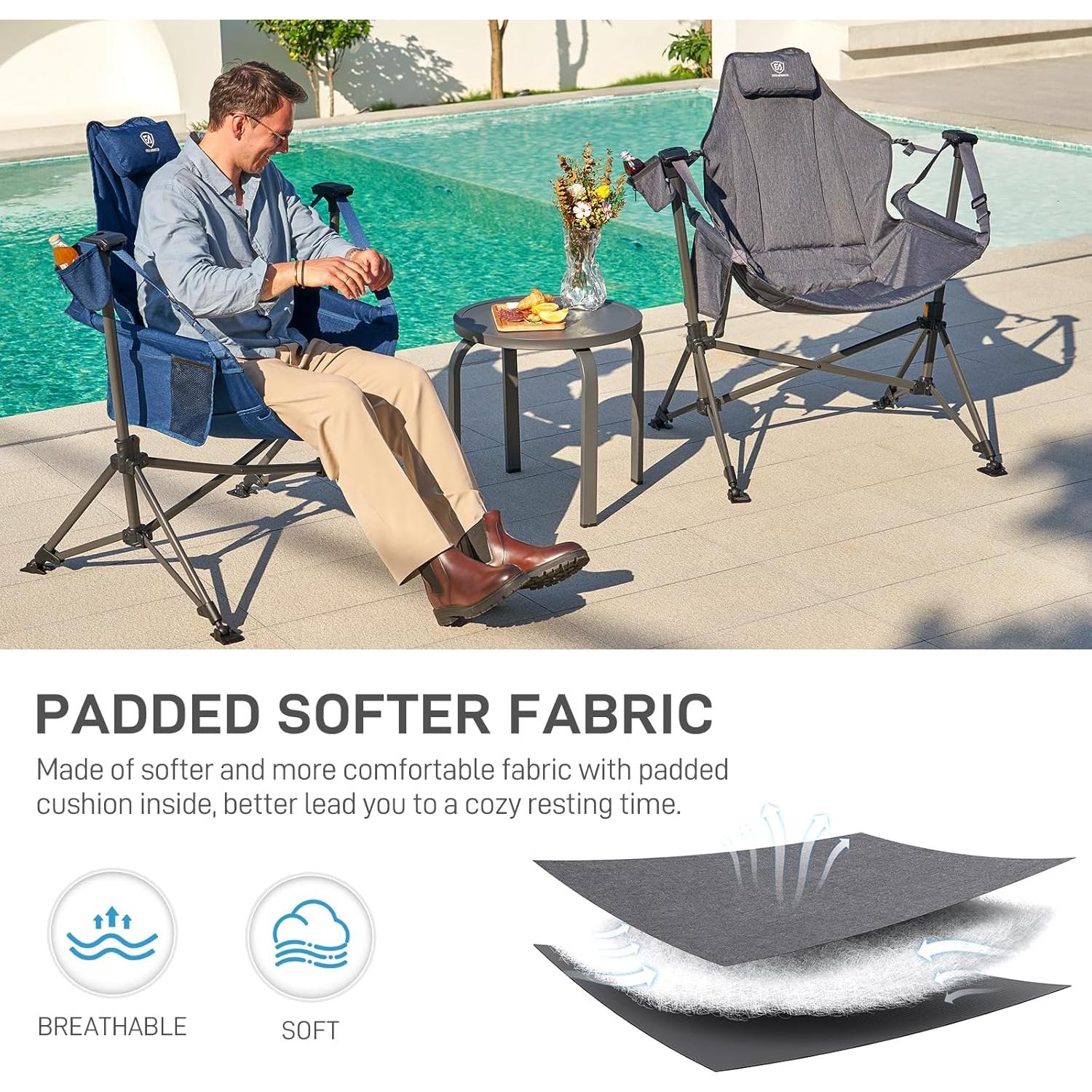 Silla de Camping Balancín EVER ADVANCED Gris Plegable 181kg