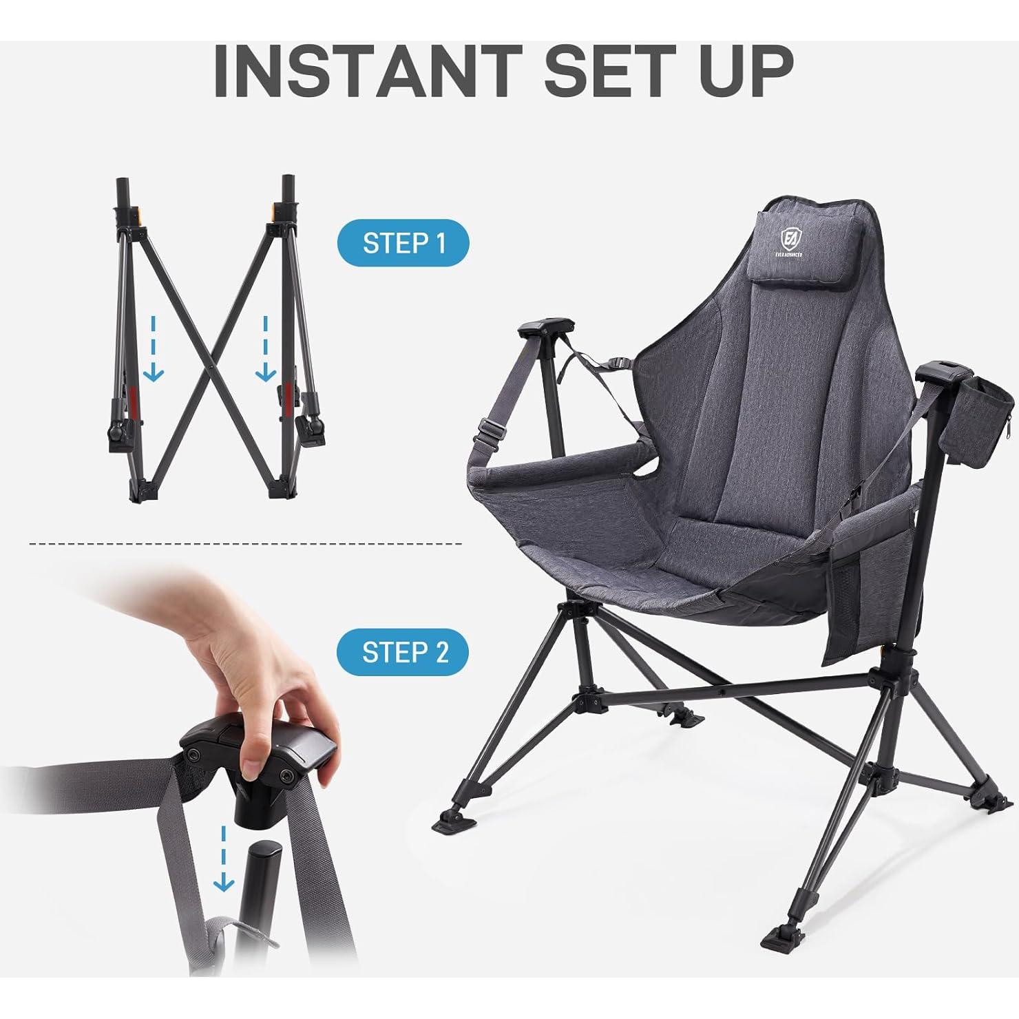 Silla de Camping Balancín EVER ADVANCED Gris Plegable 181kg