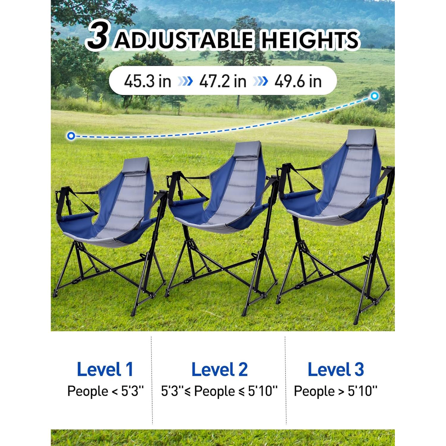 Silla de Camping Hamaca Docusvect Ajustable 204 kg Gris