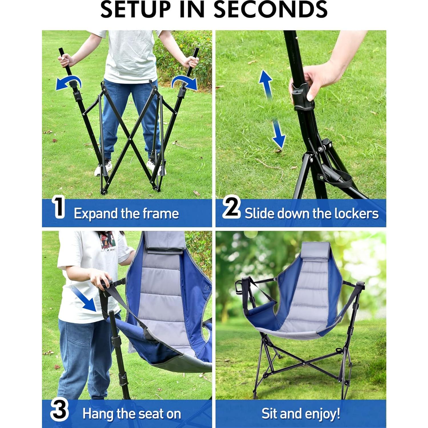 Silla de Camping Hamaca Docusvect Ajustable 204 kg Gris