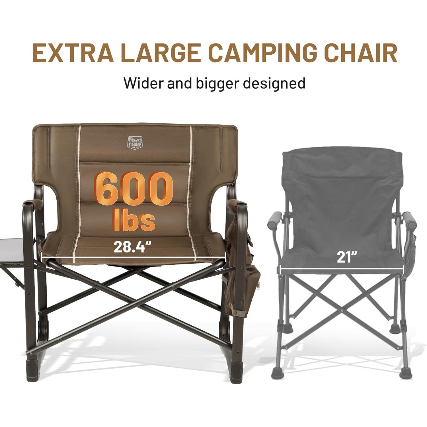 Silla de Camping Plegable Timber Ridge XXL 272 kg Marrón