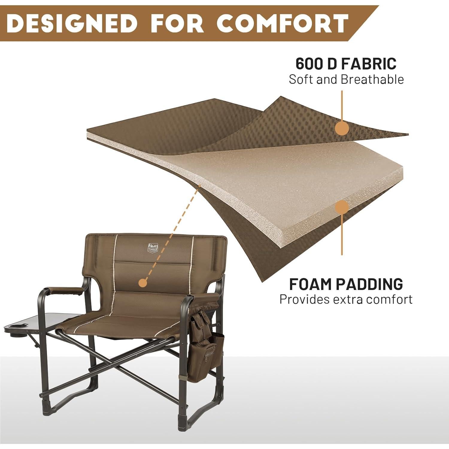 Silla de Camping Plegable Timber Ridge XXL 272 kg Marrón