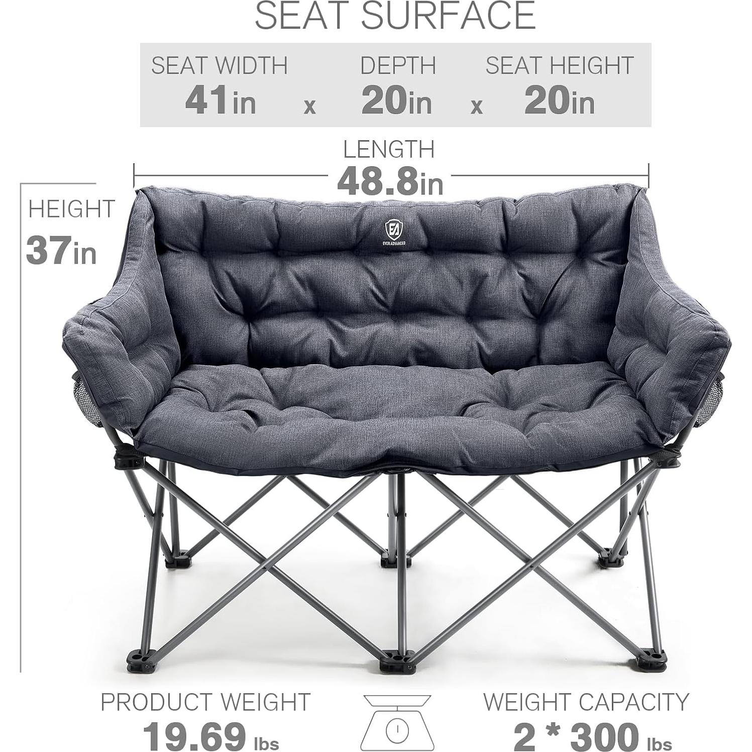 Silla de Camping Doble Plegable EVER ADVANCED Gris 272 kg