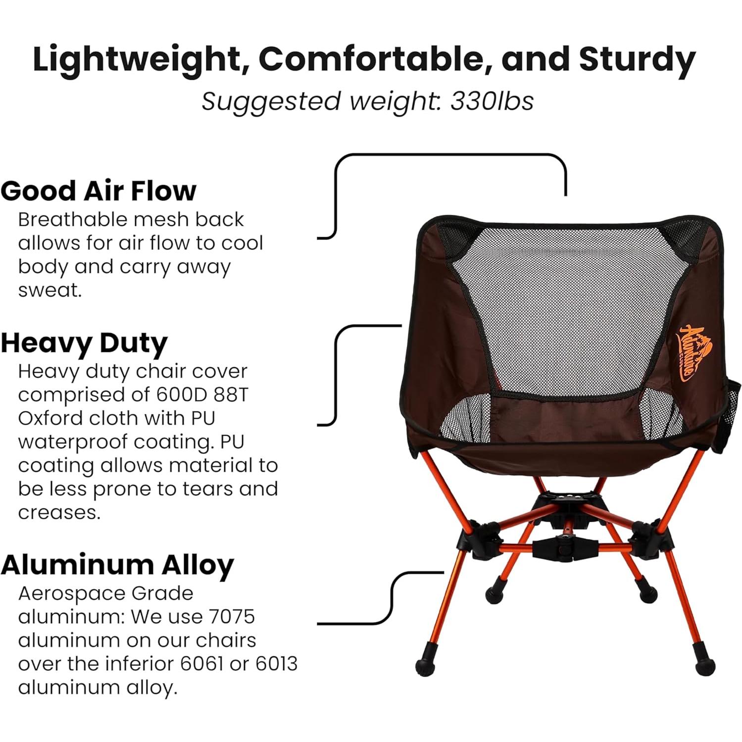 Silla de Camping Plegable Advnture Club - 150 kg, Marrón
