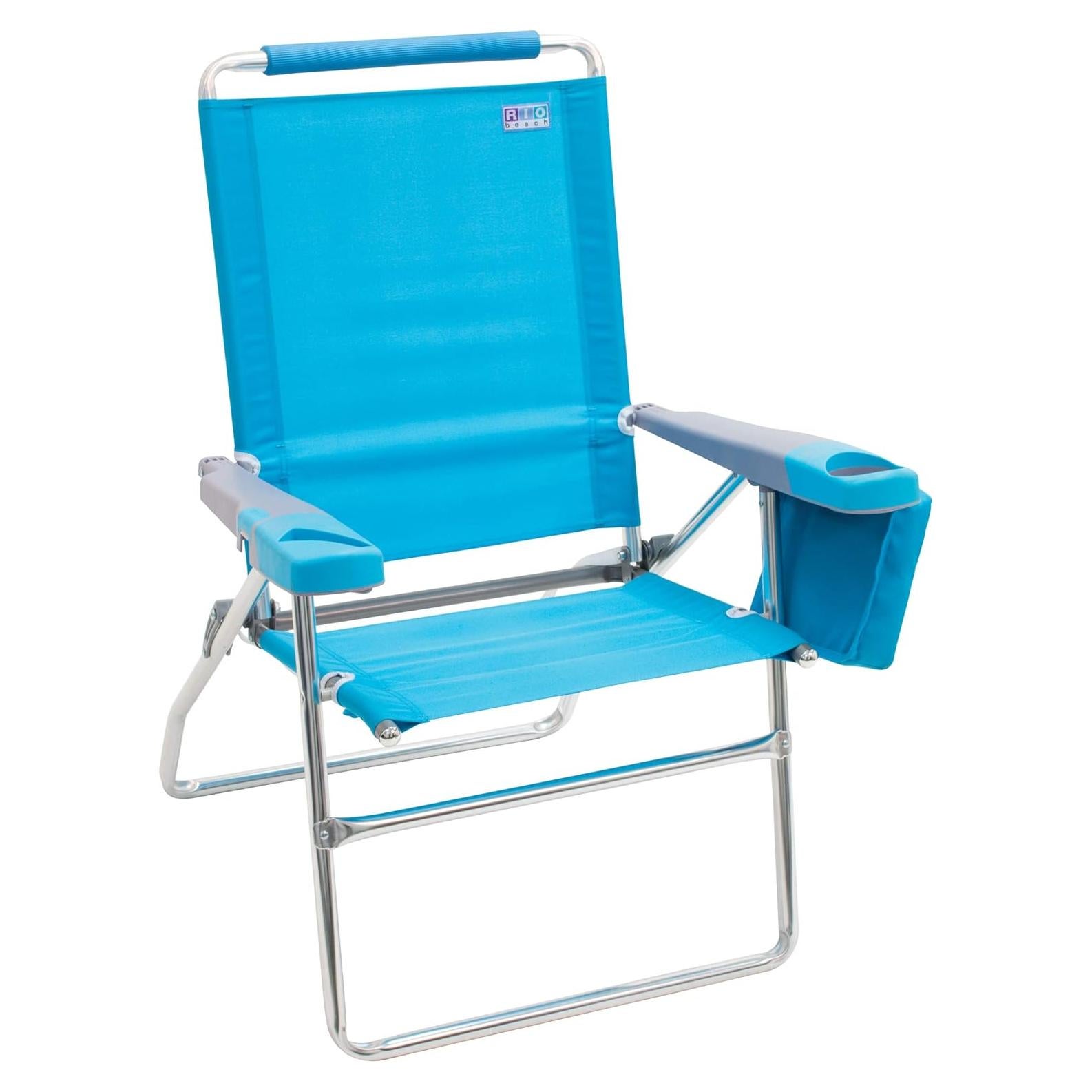 17" Extended Height 4-Position Folding Beach, Camping, Lawn Chair, Turquoise