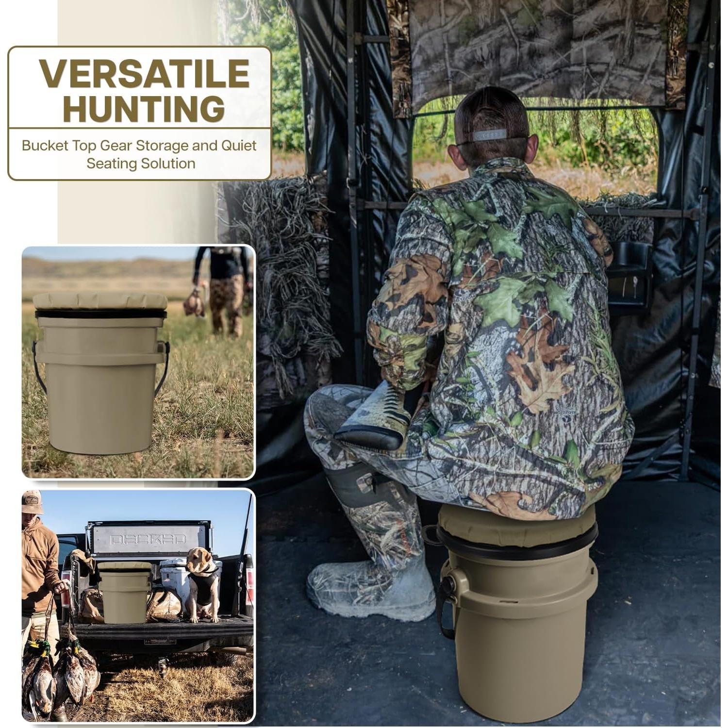 YETI 5 Gallon Bucket Seat - 360-Degree Swivel Lid, Cushion for Fishing, Hunting, Camping