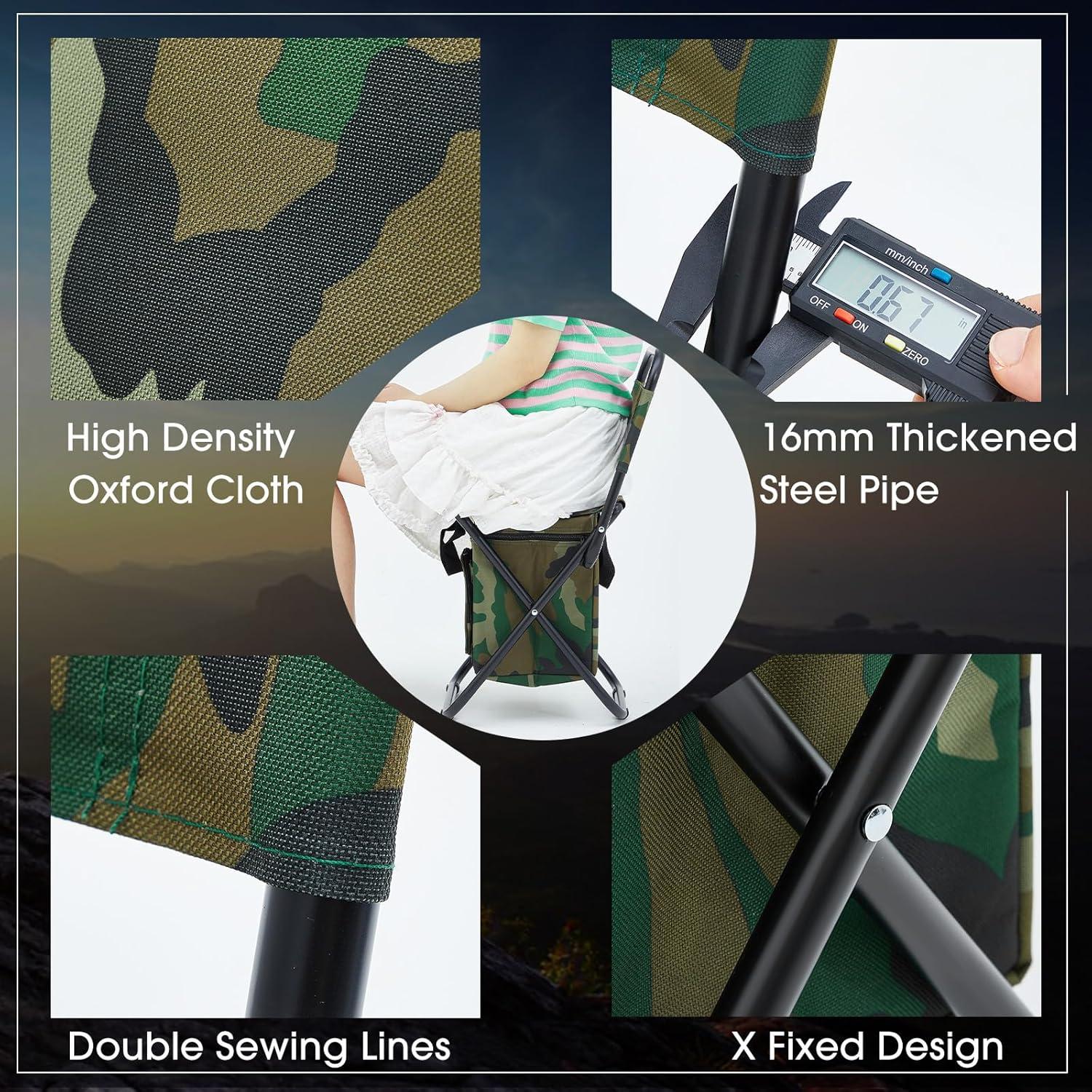 Sillas de Pesca Plegables Jerify 2 Pcs con Bolsa Térmica Camo