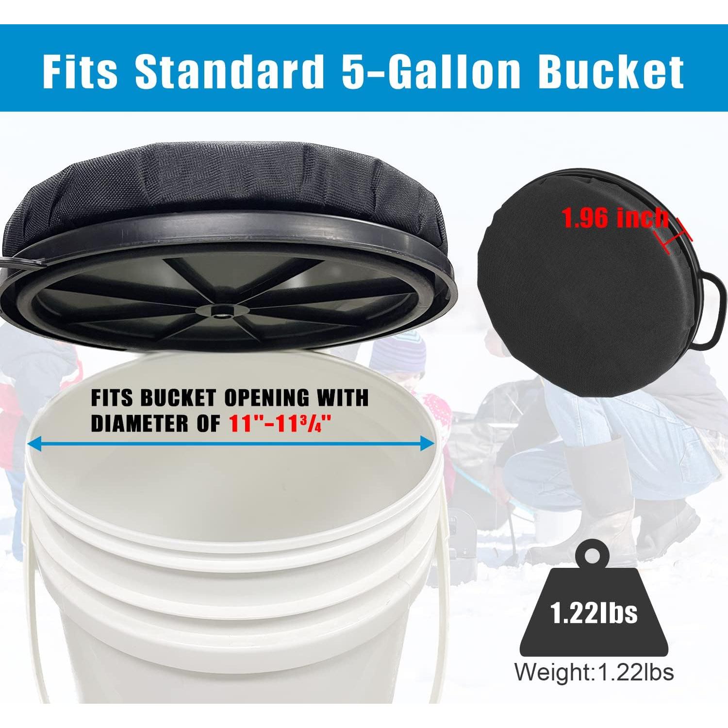 Foxtune 360-Degree Swivel Bucket Seat, 5 Gallon Bucket Lid, Spin Bucket Seat Cushion, Silent, Comfortable, Water-Resistant, for Fishing, Gardening, Hunting and Camping