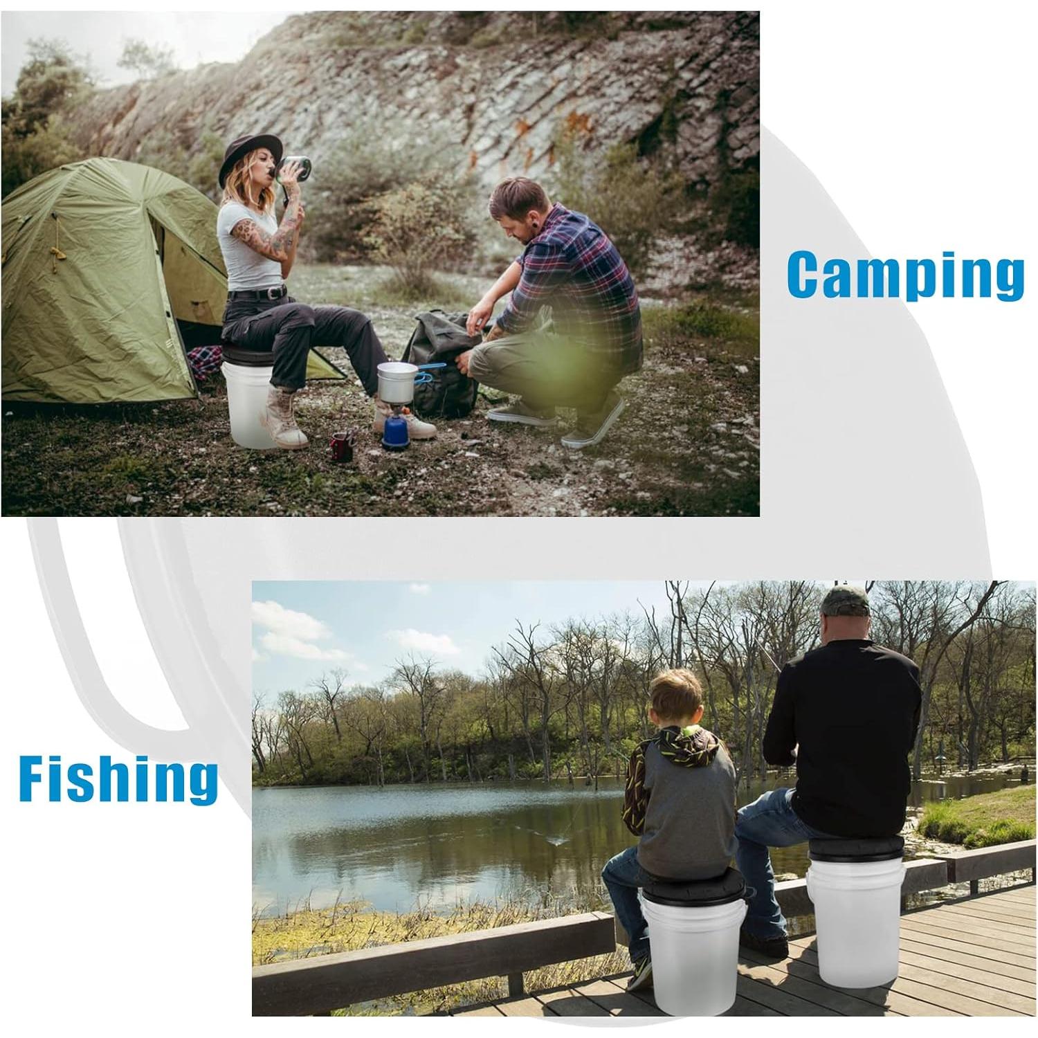 Foxtune 360-Degree Swivel Bucket Seat, 5 Gallon Bucket Lid, Spin Bucket Seat Cushion, Silent, Comfortable, Water-Resistant, for Fishing, Gardening, Hunting and Camping