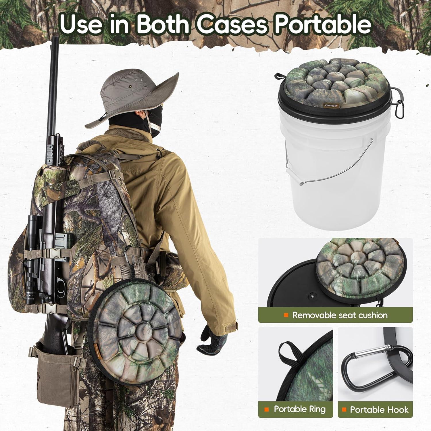 Asiento de Cubo Giratorio BLISSWILL 360° Camuflaje para Exterior