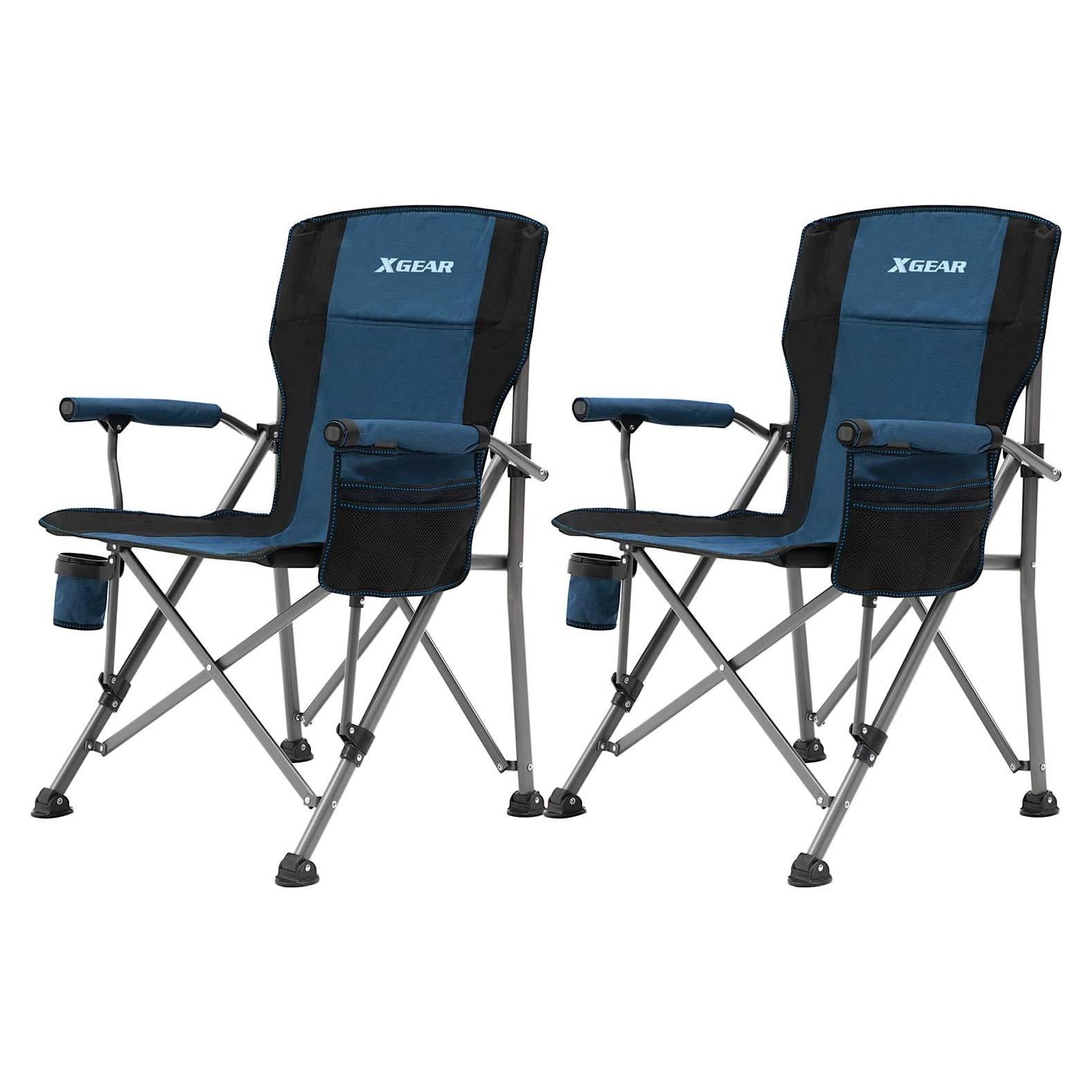 Silla de Camping Plegable XGEAR Hadarm con Respaldo Alto y Portavasos